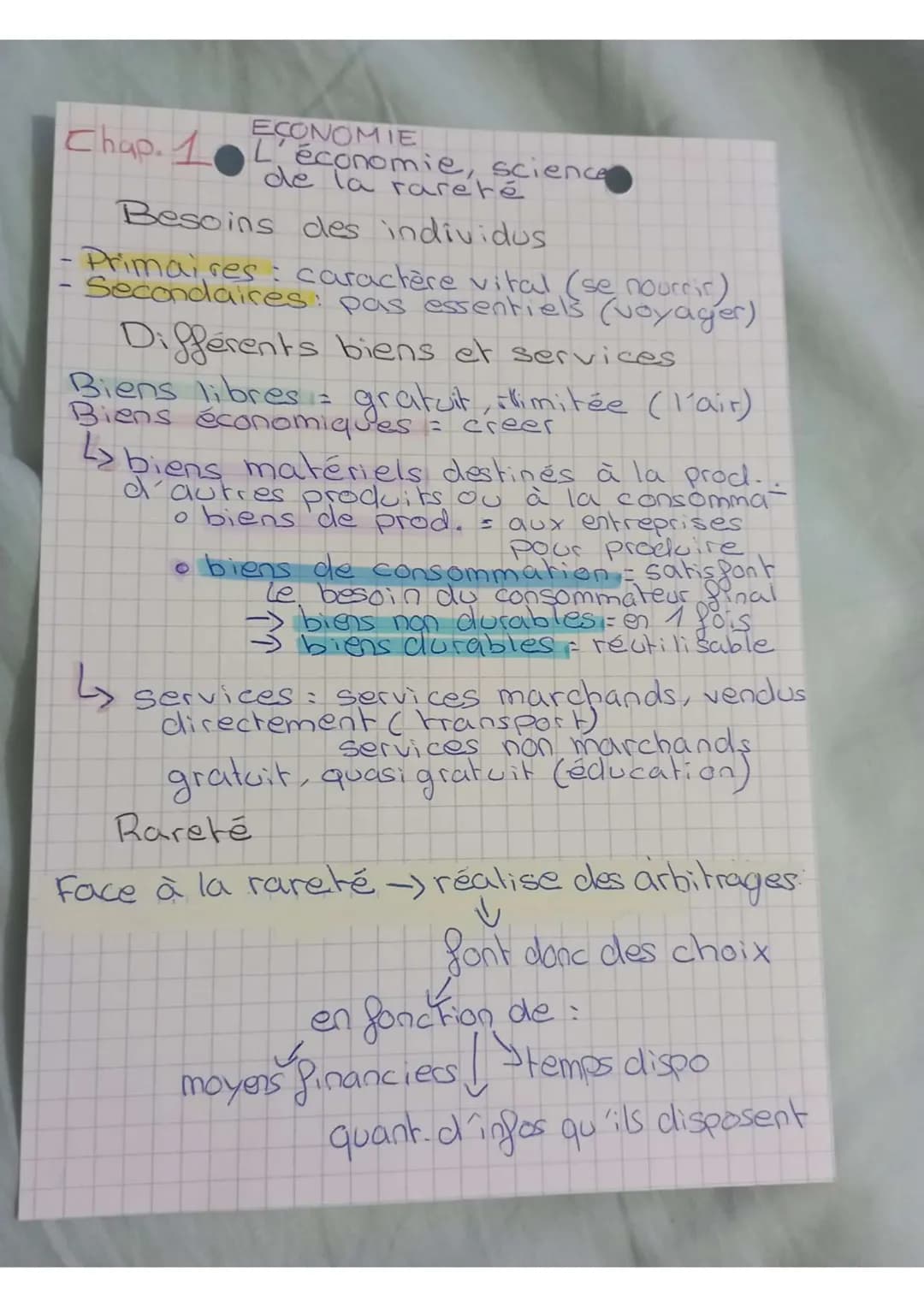 # ECONOMIE
Chap. 1. L'économie, science
de la rarétré
Besoins des individus
- Primaires: caractère vital (se nourrir)
- Secondaires: pas e