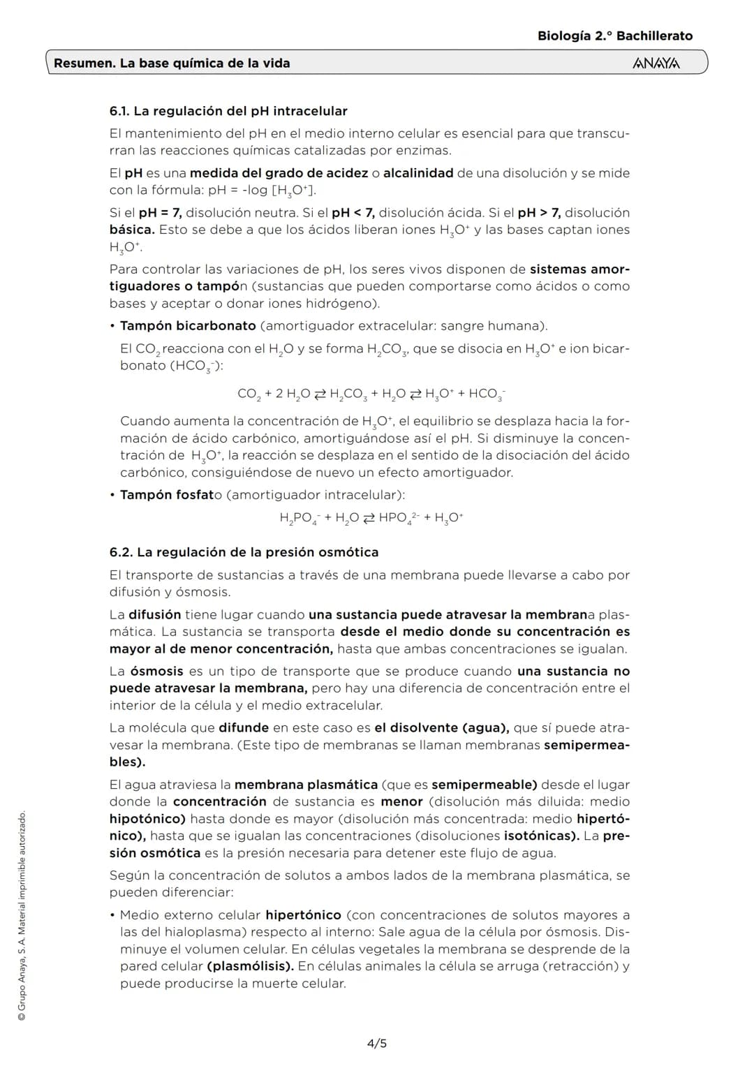 # Resumen. La base química de la vida
Biología 2.º Bachillerato
ANAYA
1. LOS ENLACES QUÍMICOS
Son uniones entre átomos. En los compuestos