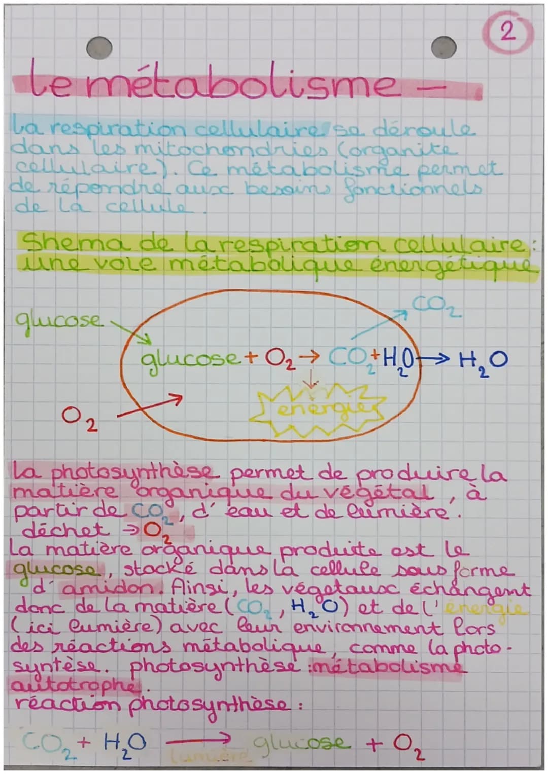 # 1
# le métabolisme -
métabolisme ensemble des
réactions chimiques nécessaires
à la vie qui se déroulent dans
les cellules de l'organisme