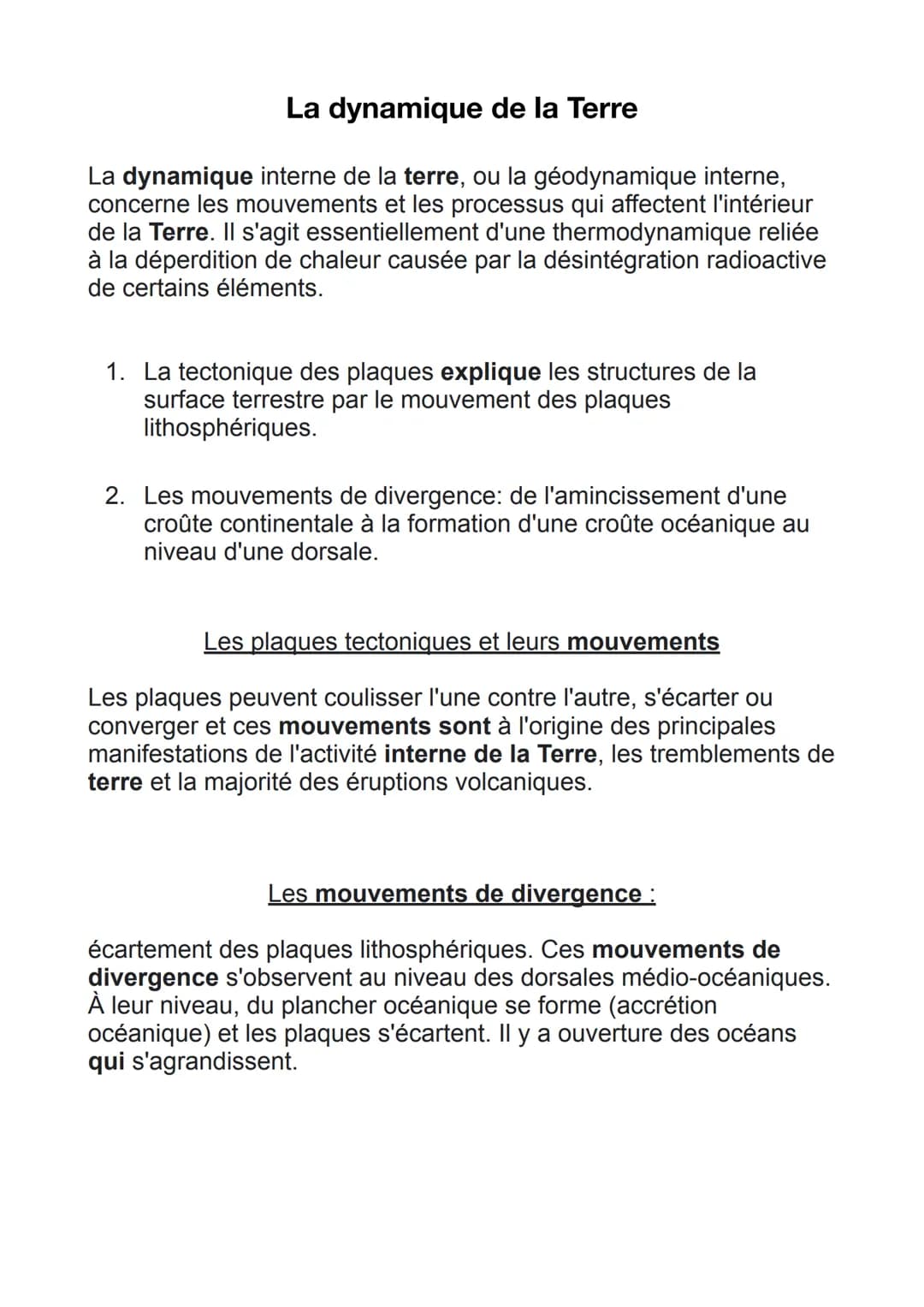 # La dynamique de la Terre
La dynamique interne de la terre, ou la géodynamique interne,
concerne les mouvements et les processus qui affec