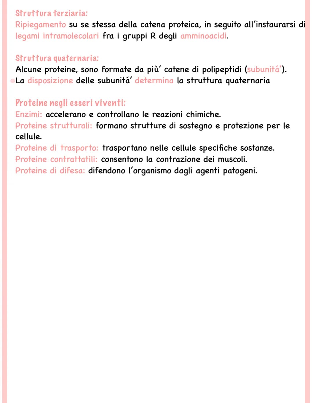 # Proteine
Polimeri formati dall'unione di singoli monomeri, gli amminoacidi.
Amminoacidi
In natura ne esistono di 20 tipi
•Molecole org