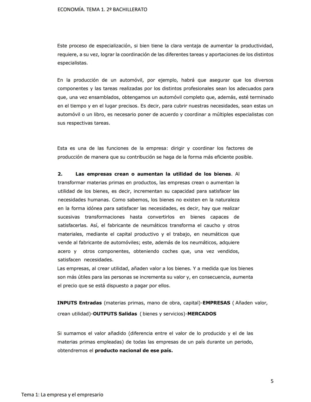 ECONOMÍA. TEMA 1. 2º BACHILLERATO
TEMA 1: LA EMPRESA Y EL EMPRESARIO
# 1. ACTIVIDAD ECONÓMICA Y EMPRESA
Aunque la escasez de recursos es