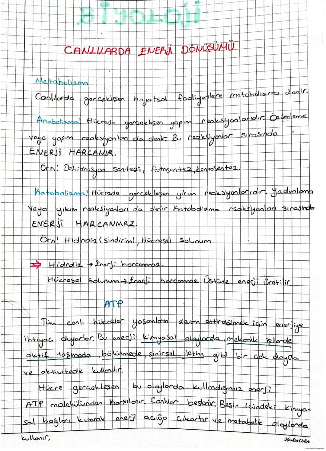 # Biyoloji
CANLILARDA ENERJİ DÖNÜŞÜMÜ
Metabolizma.
Canlılarda gerçekleşen hayatsol faoliyetlere
mataboliema denir
Anaboliamal Hücrede ge