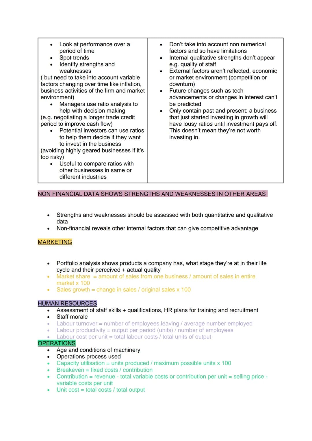 Business section 8 (unit 7) - Internal analysis
Balance Sheets
- Lists of assets and liabilities
- Finances at a fixed point
- Assets: thi