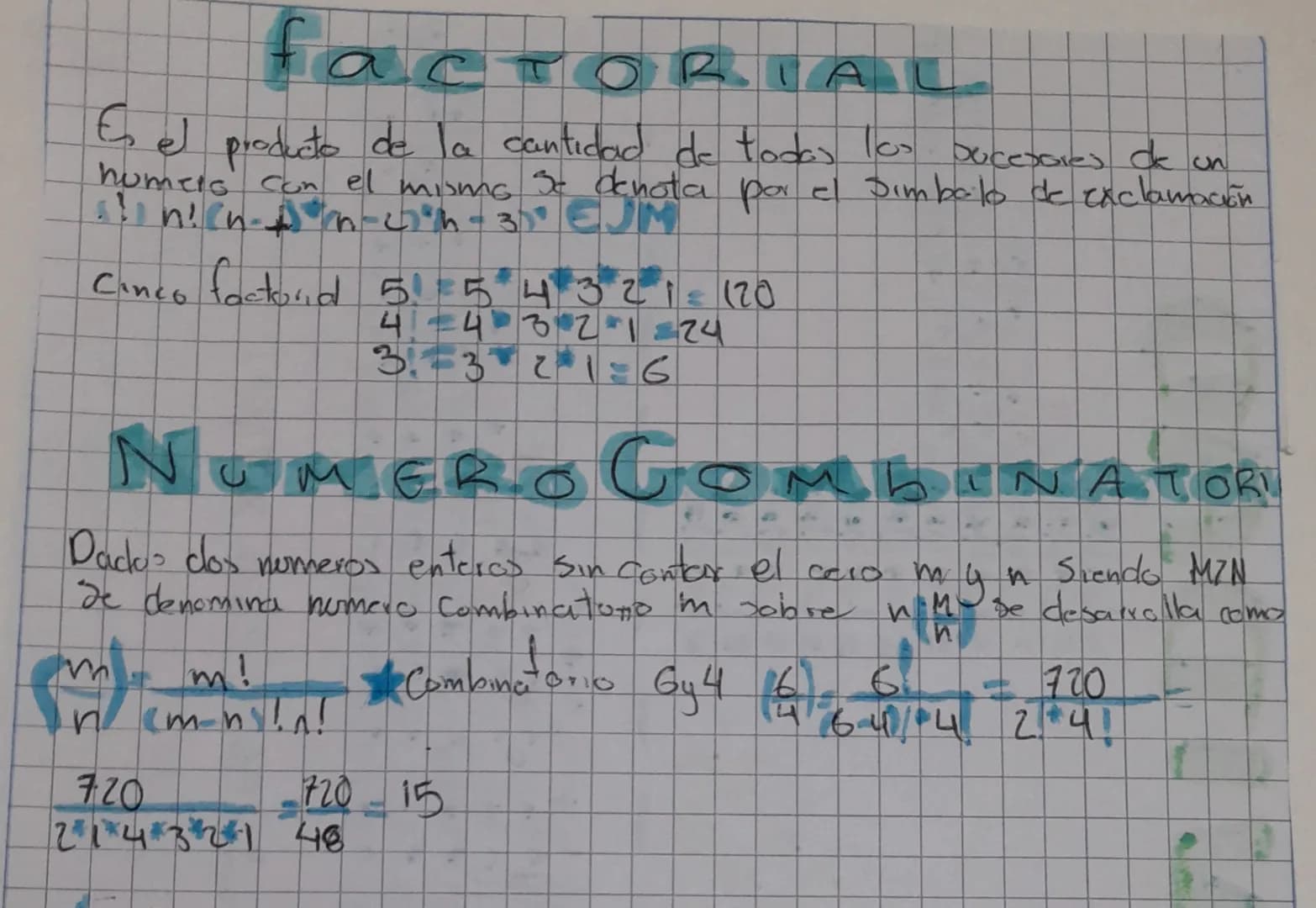 # factorIAL
Es el producto de la cantidad de todos los
Ducesores de un
humers con el mismo se denota par el Jimbalo de exclamación
Cinco f