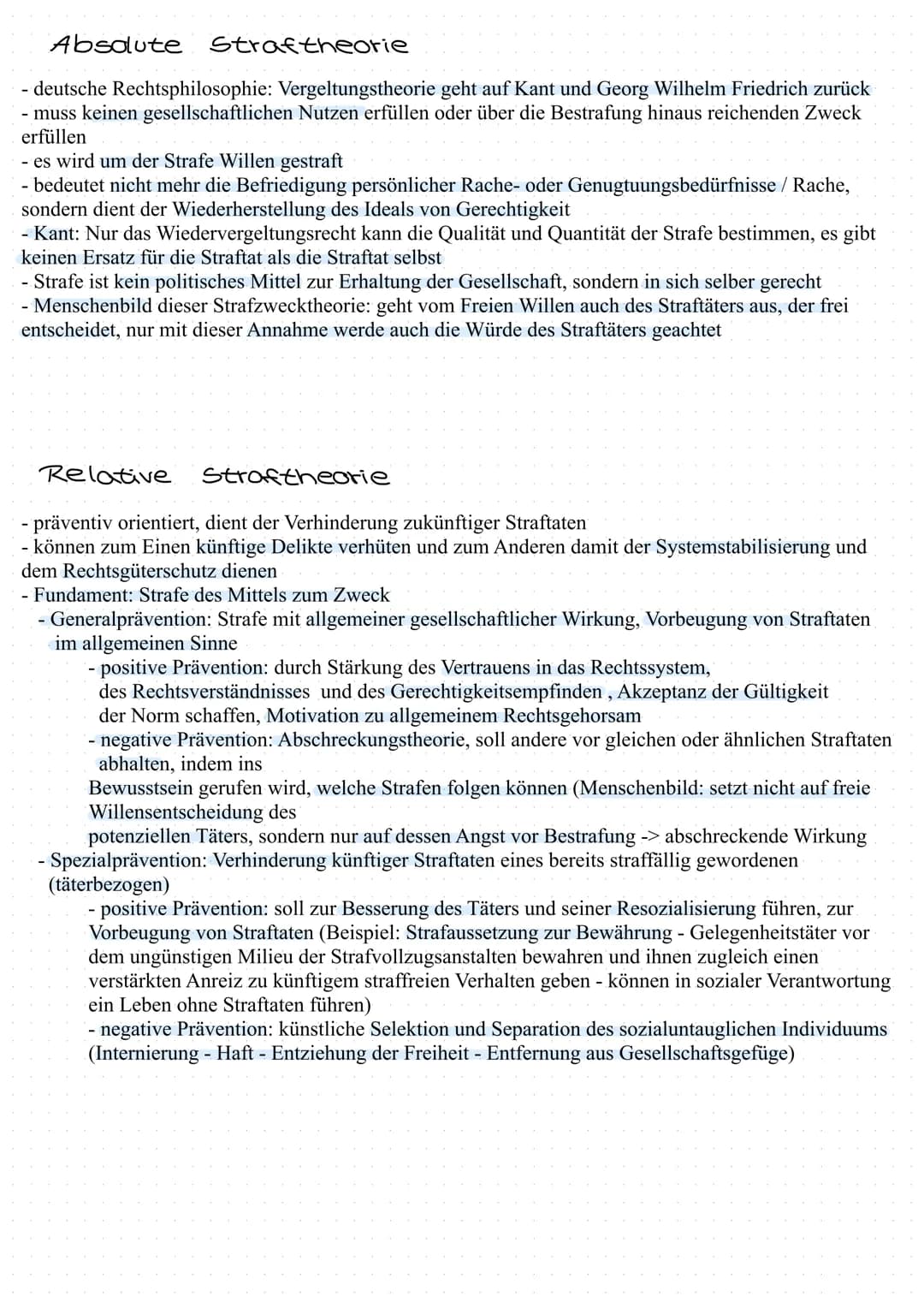 # Absolute Straftheorie
- deutsche Rechtsphilosophie: Vergeltungstheorie geht auf Kant und Georg Wilhelm Friedrich zurück
- muss keinen ges