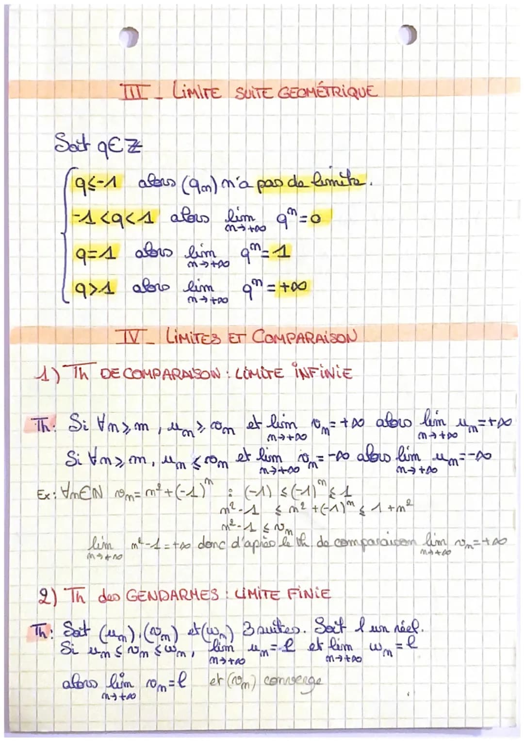 # Mathe
chap
XIMITES DE TES
I-DEFINITIONS
1) CONVERGENCE
*(um) converge vero $l \in \mathbb{Z}$ ssi intervalle voert $I$ contré enl
cont