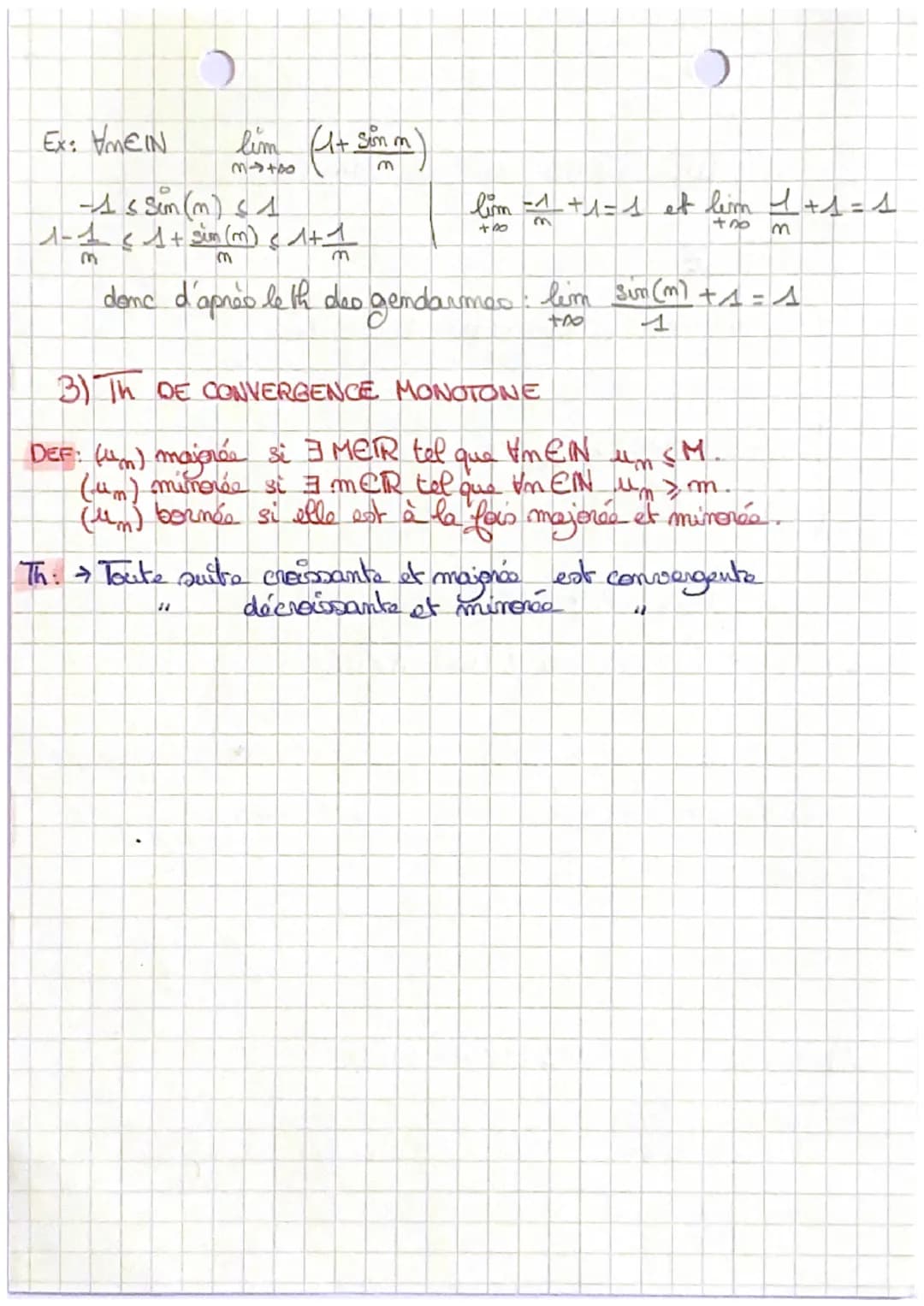 # Mathe
chap
XIMITES DE TES
I-DEFINITIONS
1) CONVERGENCE
*(um) converge vero $l \in \mathbb{Z}$ ssi intervalle voert $I$ contré enl
cont