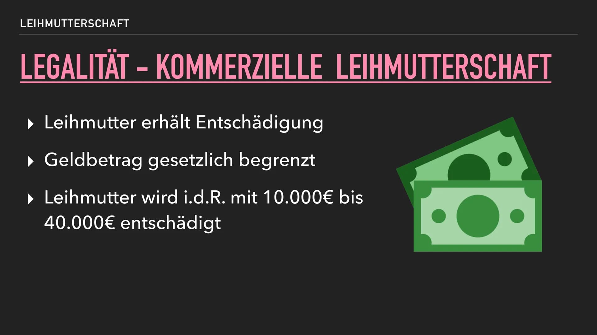 # LEIHMUTTERSCHAFT
## Definition
> "Das Austragen eines Kindes durch eine Frau, die sich vor Beginn ihrer Schwangerschaft dazu verpflichtet