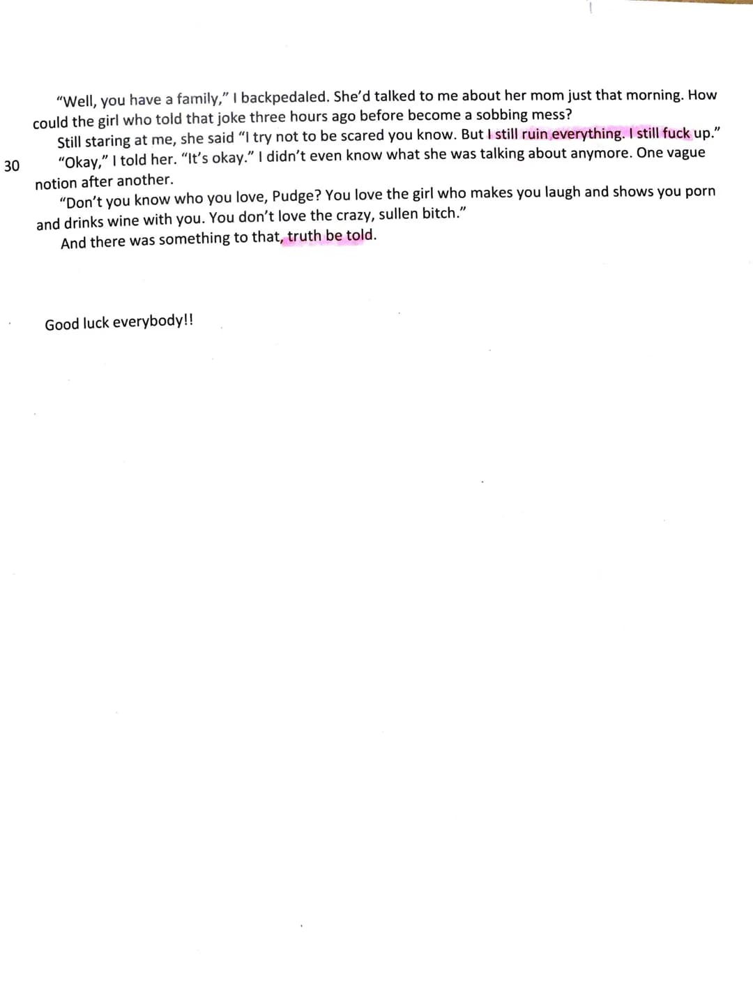 EF Englisch
Date: 21 th mar 2021
2nd exam - Looking for Alaska
Name: Leticia Di Nola
Tasks:
1. Summarize the extract from the chapter f
