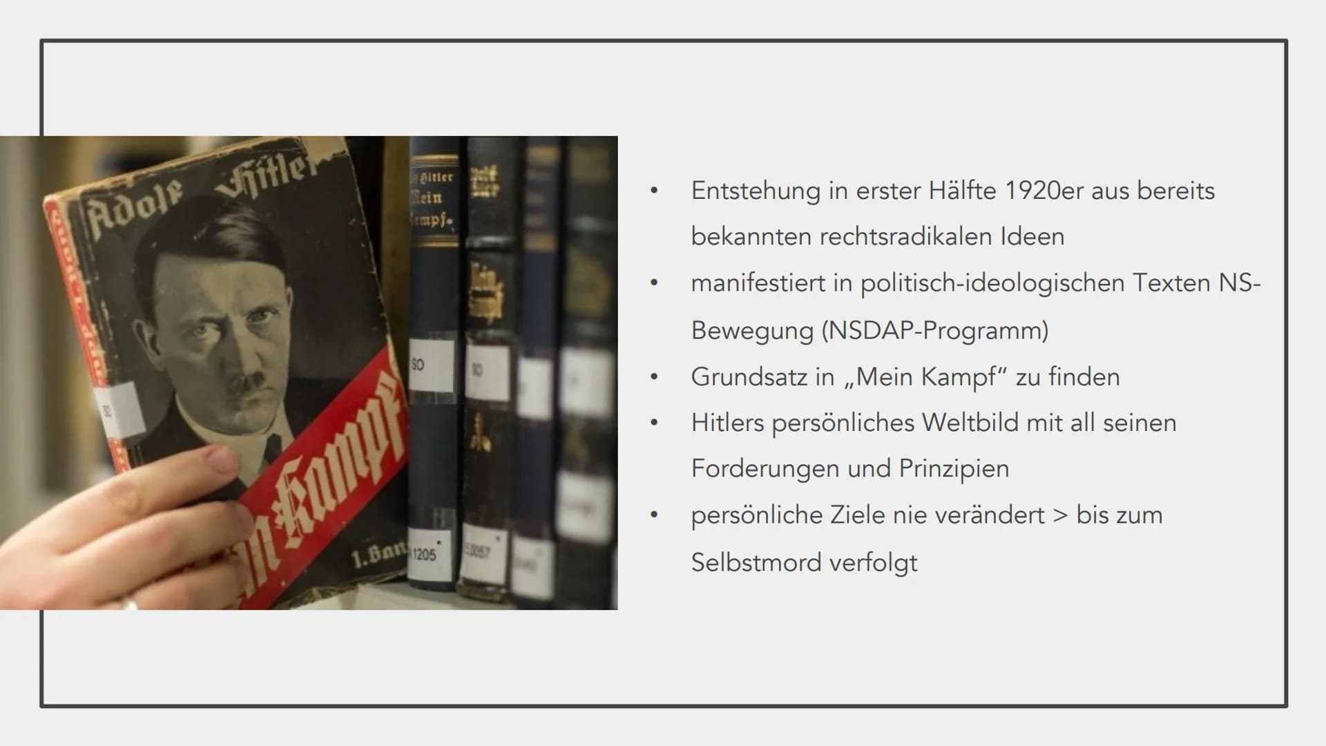 # DIE IDEOLOGIE
DES
NATIONALSOZIALISMUS # GLIEDERUNG
1. Die Weltanschauung Hitlers und die Kernpunkte der Ideologie
a. Nationalsozial