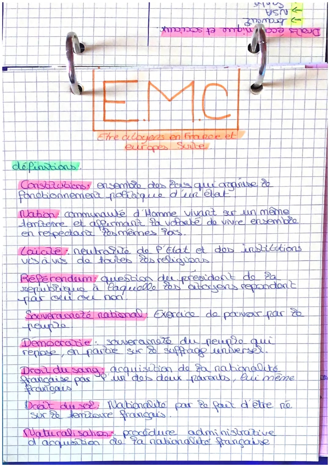 (page 265)
# EMC
Etre clayoos en France et
## Comment devenir Français ?
* →manage
* naturalisation
* droût du sol
* →droît du sang