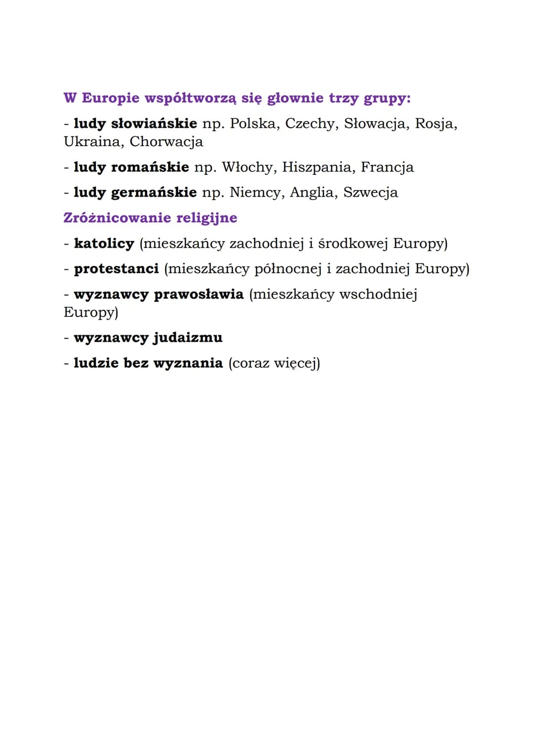 # Zróżnicowanie ludności Europy.
Migracje
Ludność Europy jest zróżnicowana. Europę
zamieszkują ludzie wielu narodów i wyznawcy różnych
rel