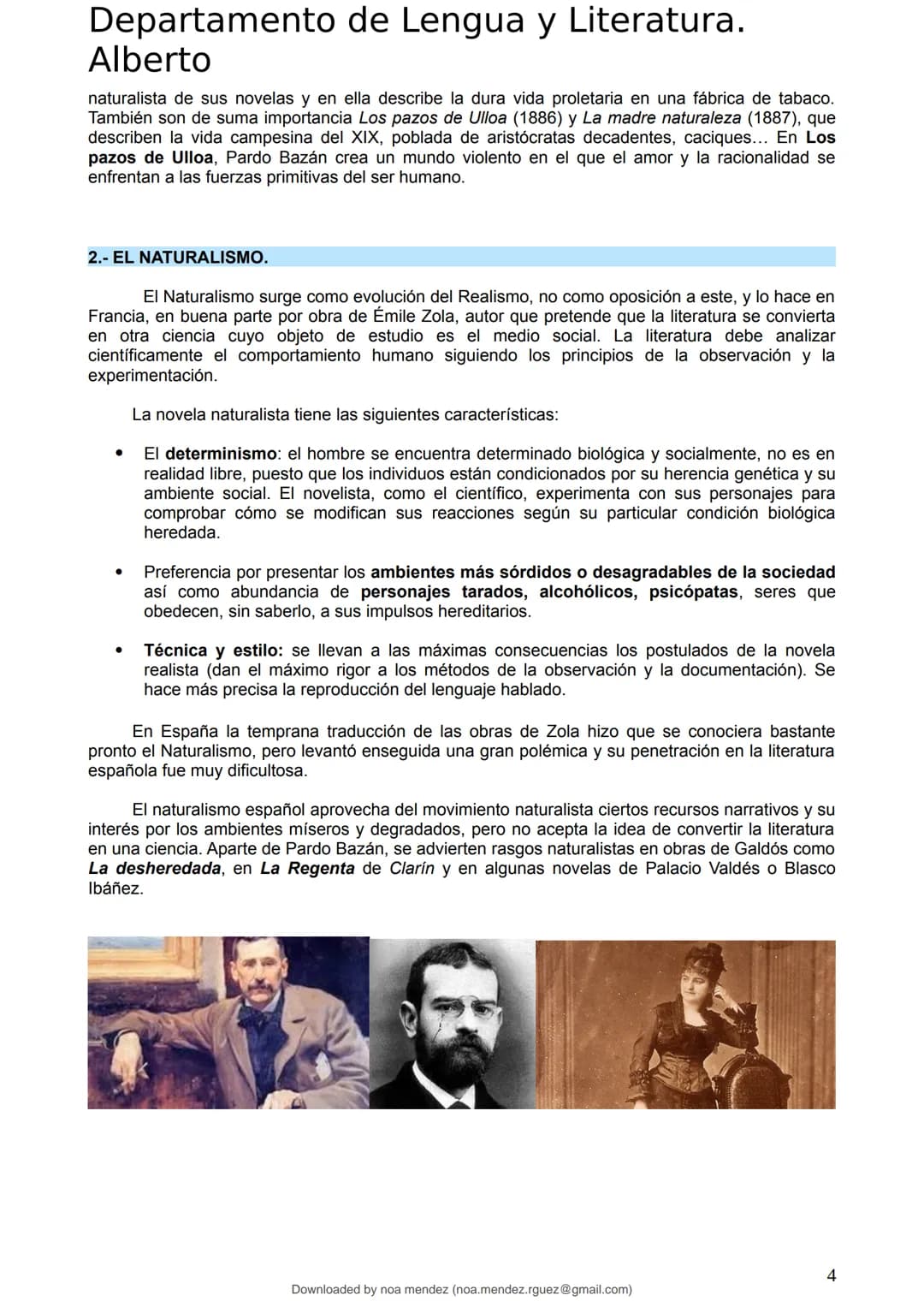 studocu
TEMA 5 Realismo y Naturalismo. Galdós, Clarín Y Pardo
Bazán
Lengua Castellana y Literatura II (Instituto de Educación Secundaria V