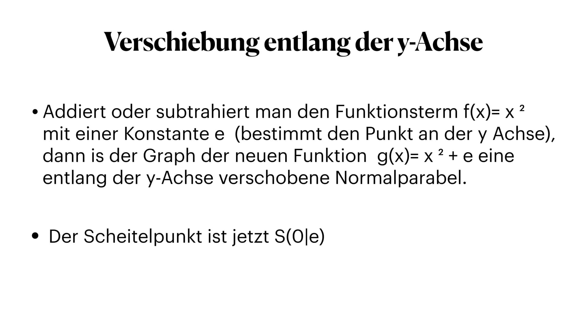 -6
4
y
3
g
i
2
h
f
k
1
Parabeln
-5 verschieben, Stauchen und strecken 5
-1
-2
-3
X
6 # Normalparabel
• Die Formel für die Normalparabel
is