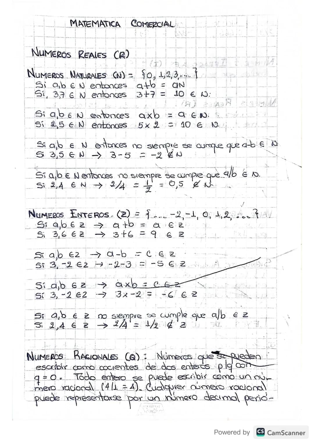 # MATEMATICA COMERCIAL
NUMEROS REALES (R)
NUMEROS NATURALES (N) = 50, 1,2,3,
Si aben entonces atb = IN
Si, 3,7 6 N entonces 3+7 =
10 €