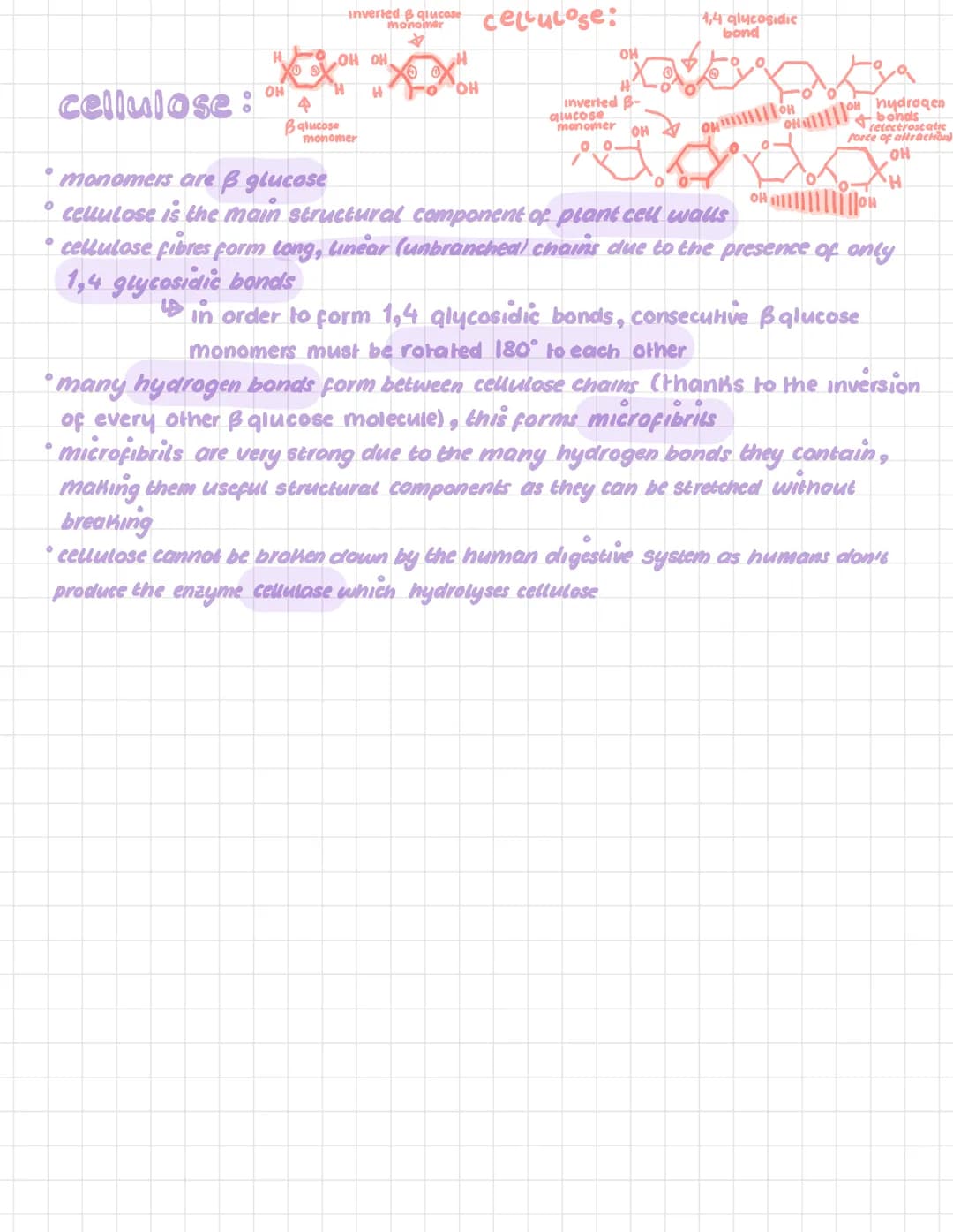 # Polysaccharides....
glycogen:
monomers care
glucose:
$
H$
OH
$
H$
OH
this means it has no osmotie
monomers are & glucose
storage