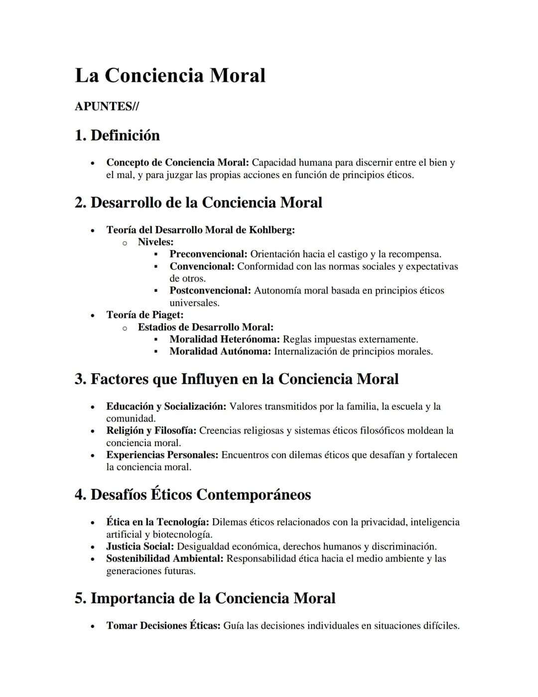# La Conciencia Moral
APUNTES//
## 1. Definición
- Concepto de Conciencia Moral: Capacidad humana para discernir entre el bien y
el mal,