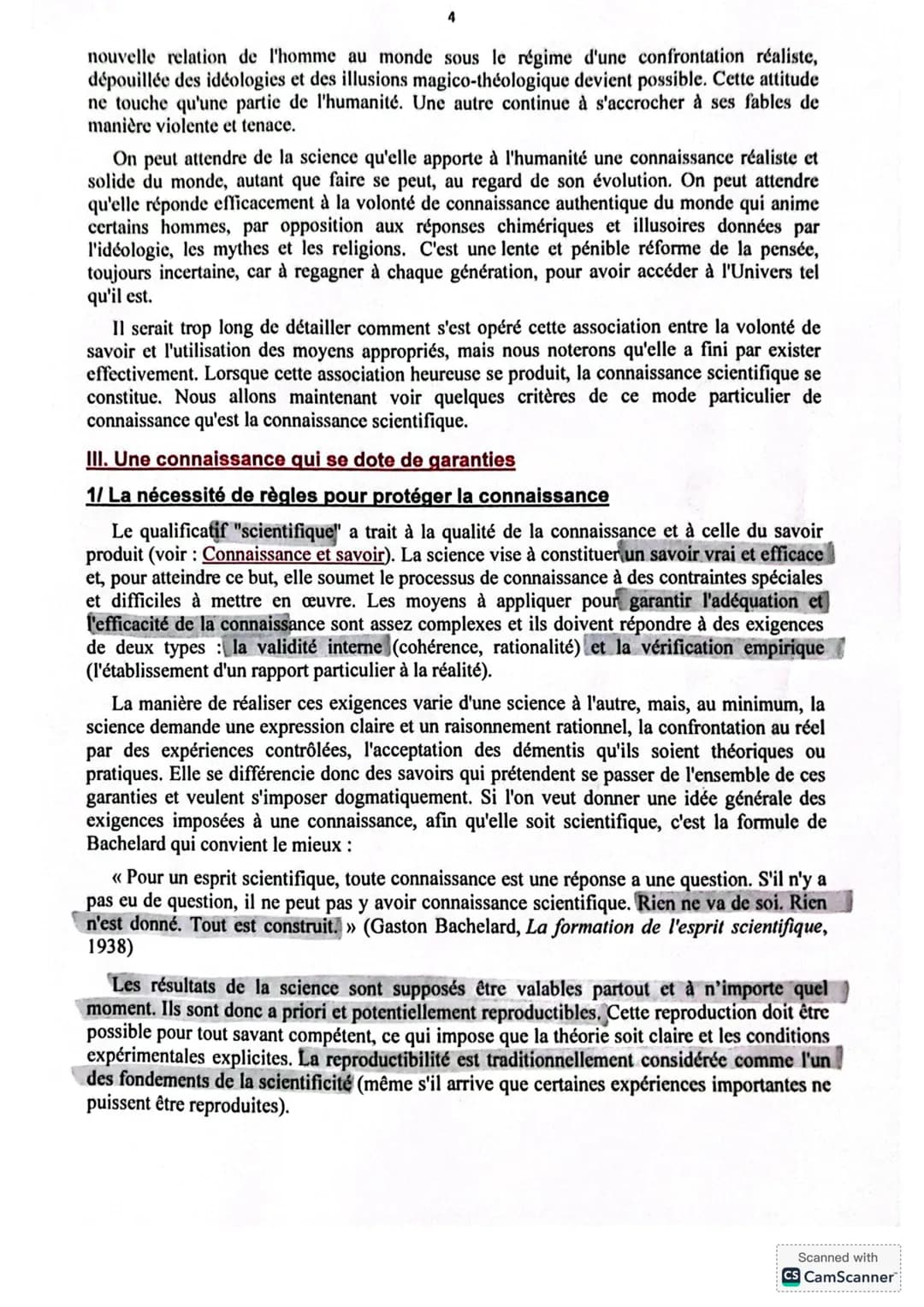 CHAPITRE: LA SCIENCE
I Introduction
D'innombrables tentatives ont été faites pour définir la science. Compte tenu des
circonstances contempo