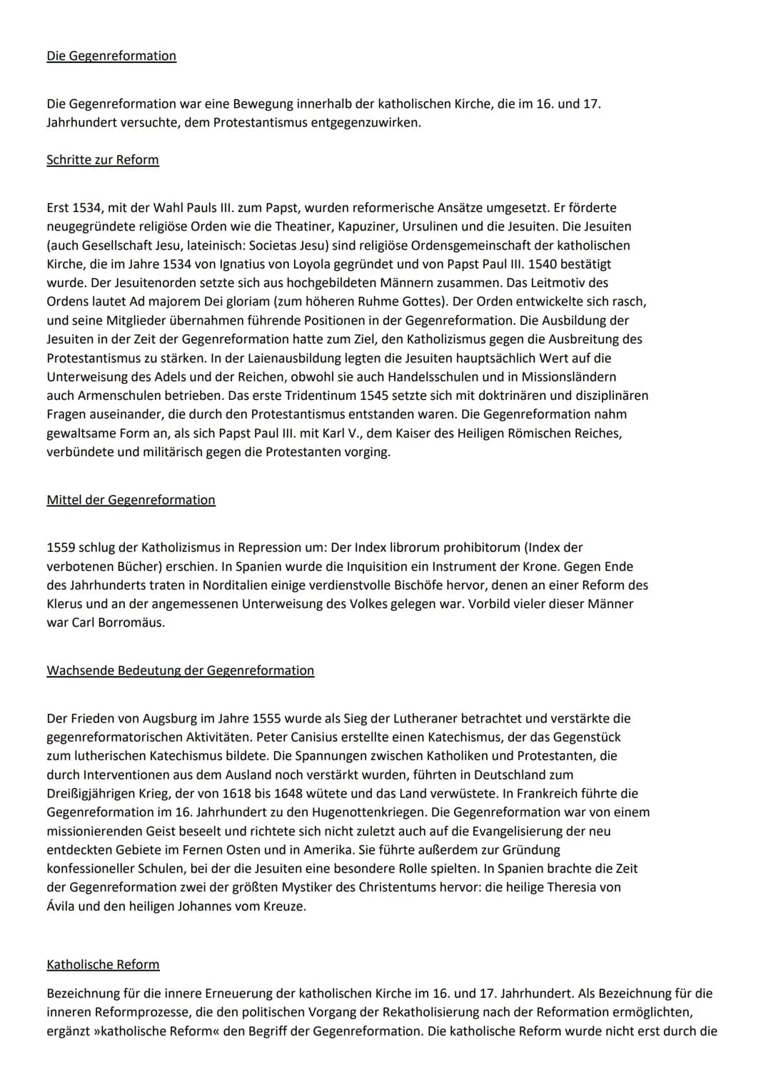 # Die Gegenreformation
Die Gegenreformation war eine Bewegung innerhalb der katholischen Kirche, die im 16. und 17.
Jahrhundert versuchte,