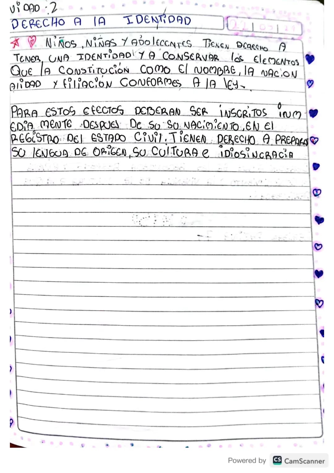 VIDAD:2
DERECHO A LA IDENTIDAD
NIÑOS, NIÑAS Y ADOLECENTES TIENEN DERECHO A
TENER, UNA IDENTIDAD Y A CONSERVAR LOS ELEMENTOS
QUE LA CONSTIT