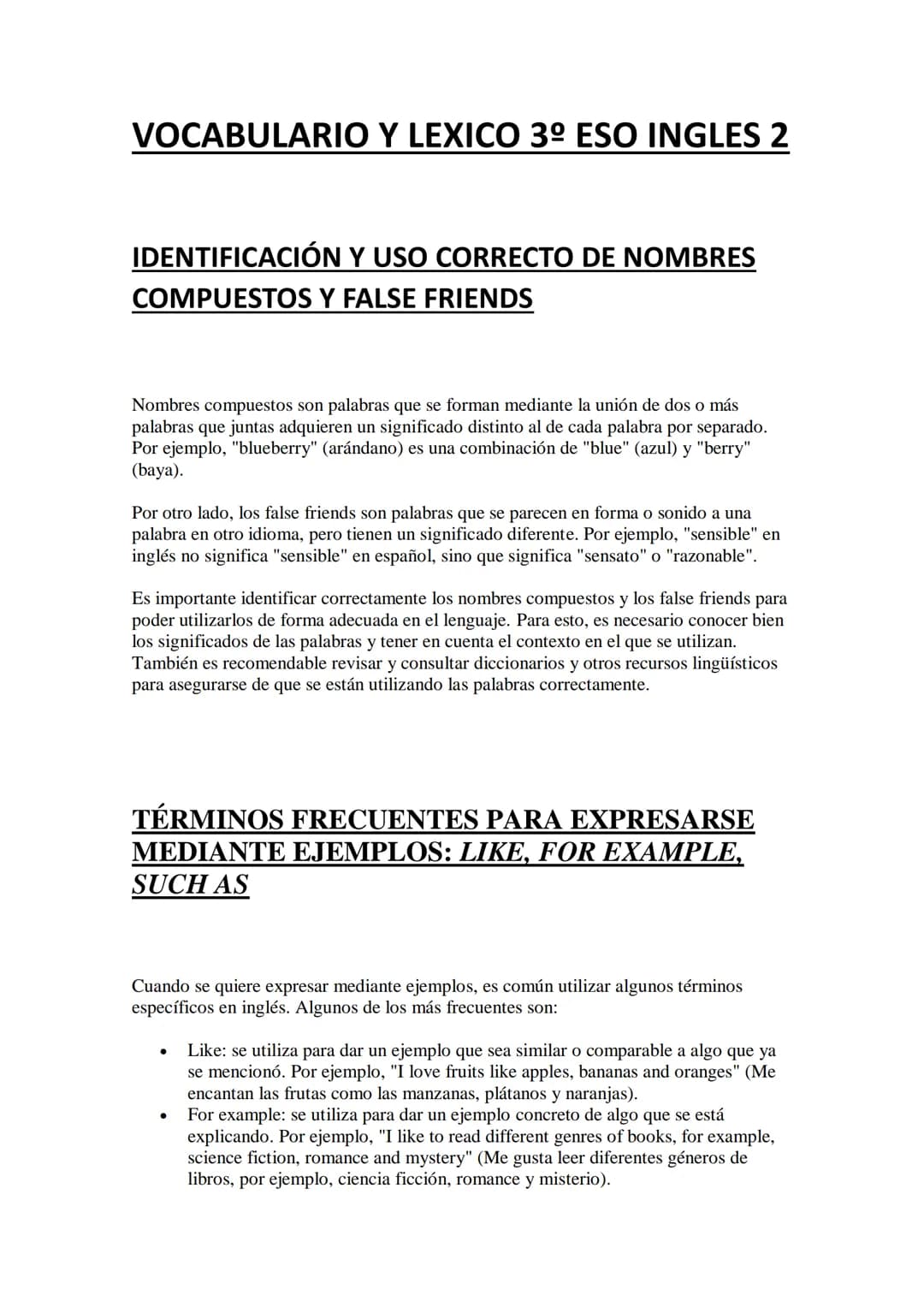 # VOCABULARIO Y LEXICO 3º ESO INGLES 2
# IDENTIFICACIÓN Y USO CORRECTO DE NOMBRES
## COMPUESTOS Y FALSE FRIENDS
Nombres compuestos son pal