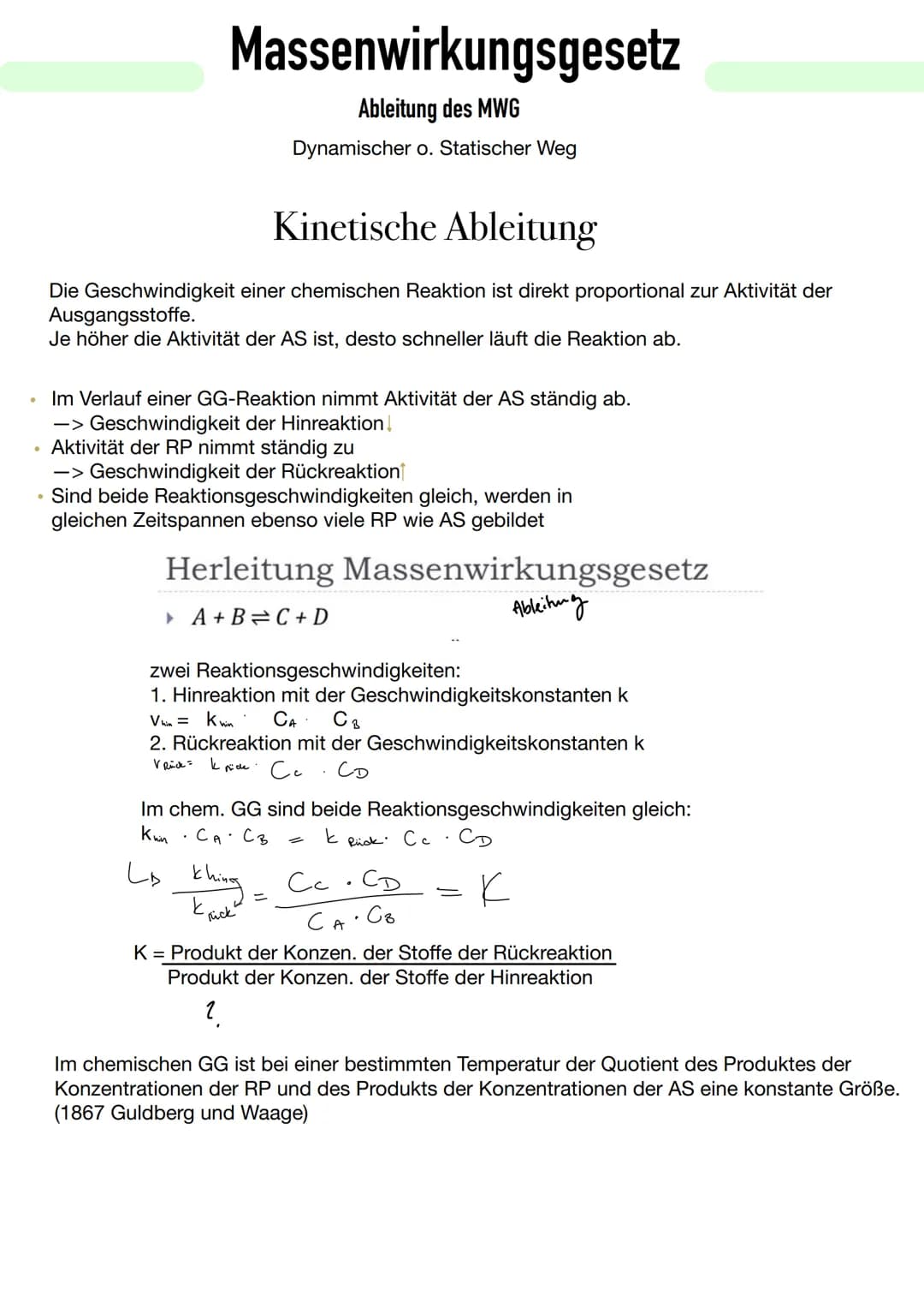# Chemisches Gleichgewicht
Stoffumsatz Chemische Reaktionen, die so lange ablaufen, bis mindestens einer der AS
verbraucht ist, nennt man