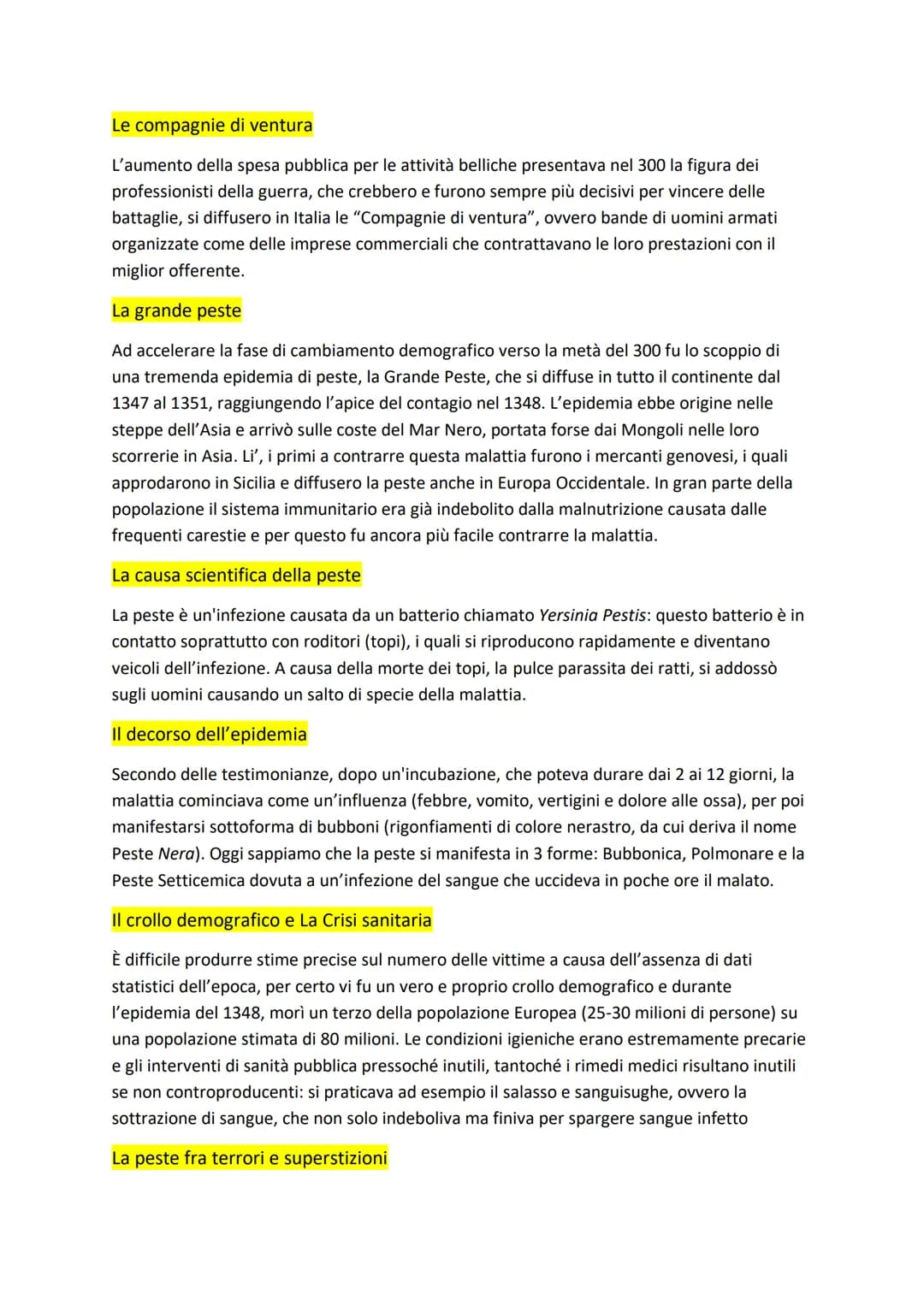 # II Trecento tra crisi e innovazioni
Verso la fine del 13esimo secolo, l'espansione economica iniziò a frenare ed ebbe inizio una
fase di
