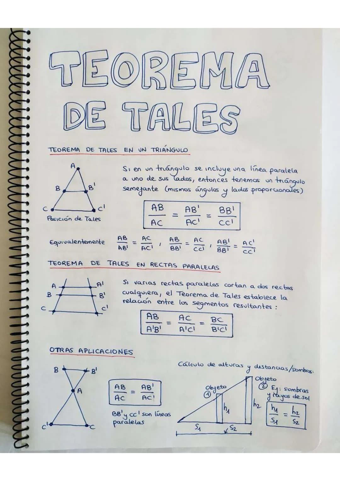 # TEOREMA
# DE TALES
TEOREMA DE TALES EN UN TRIÁNGULO
B
A
A
C
C
Posición de Tales
Si en un triángulo se incluye una línea paralela
a uno d