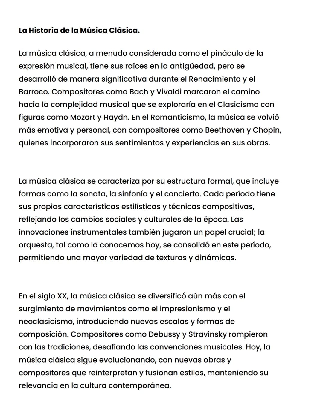 # La Historia de la Música Clásica.
La música clásica, a menudo considerada como el pináculo de la
expresión musical, tiene sus raíces en l
