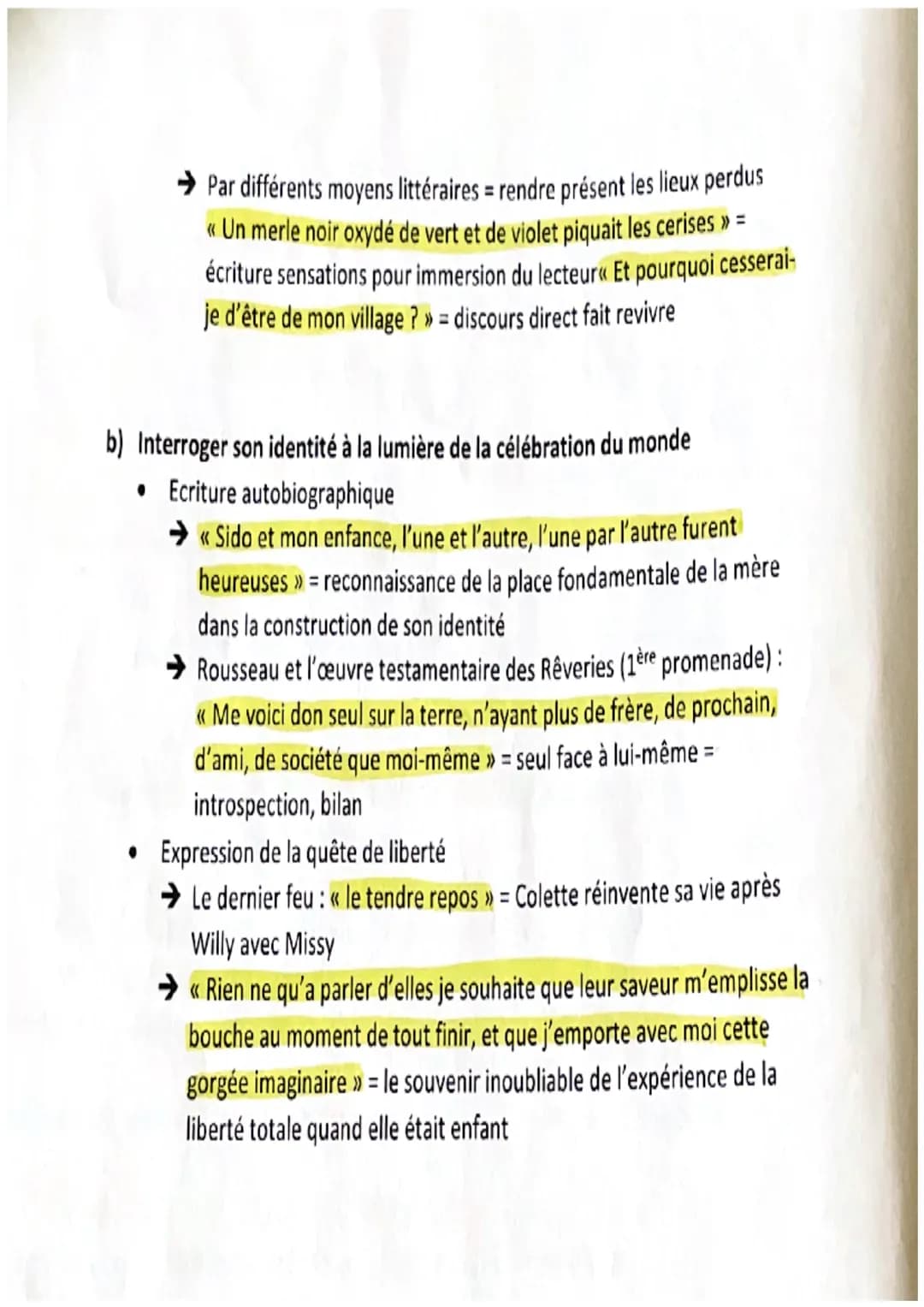 REVISION BAC DISSERTATION: LE ROMAN
Titre de l'œuvre intégrale: Sido: autobiographie hommage mère/enfance
Les Vrilles de la Vigne: recueil