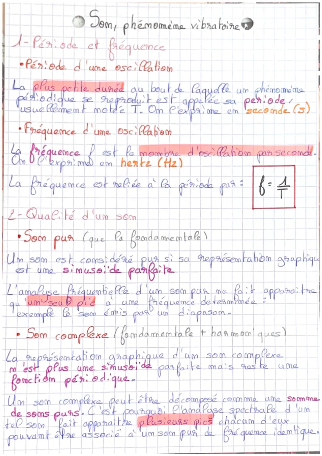 # Som, phénomène vibratoire
1-Période et fréquence
•Période d'ume oscillatiom
La plus petite durée au bout de laquate um phémomone
périod