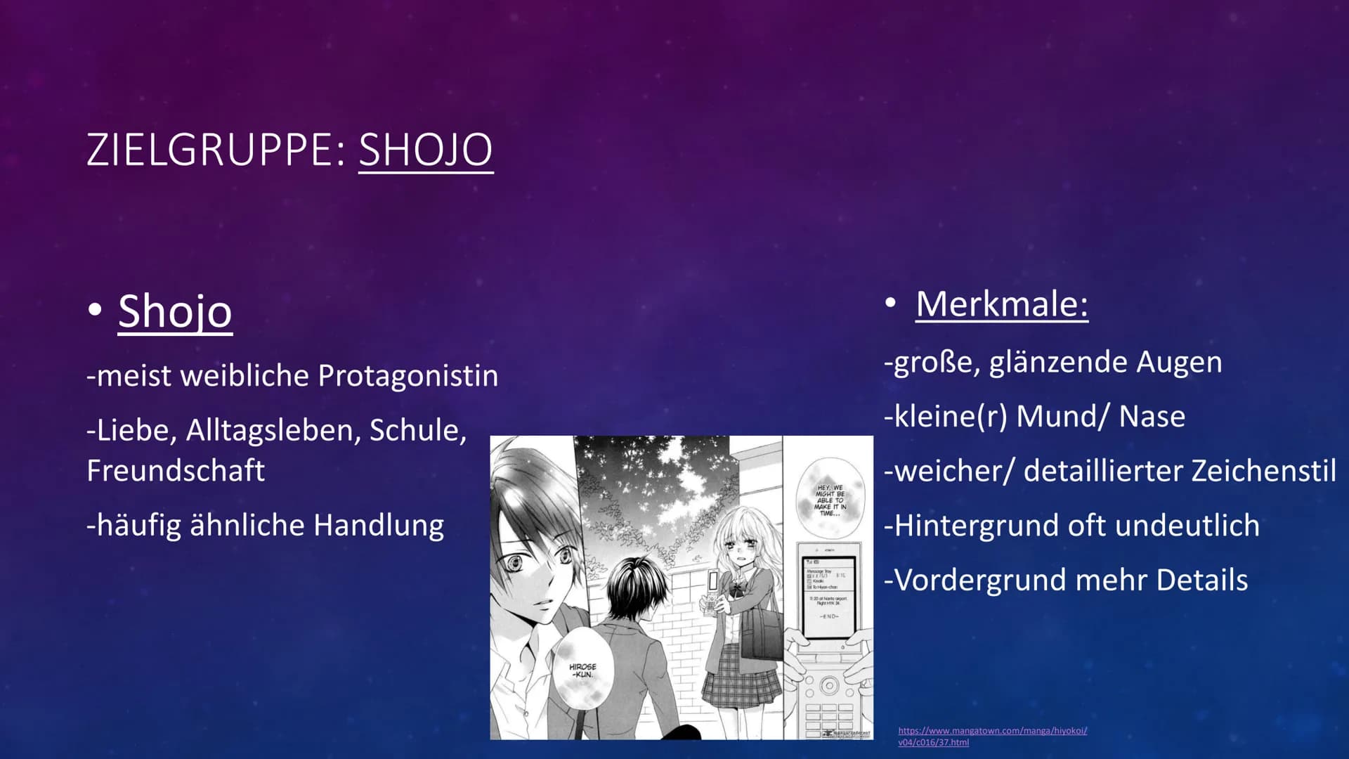 # GFS-Mangas-Handout
## Allgemein
Japan: allgemeine Bezeichnung für Comics
Westen: Bezeichnung für japanische Comics
Zeichner: Mangaka
Anime