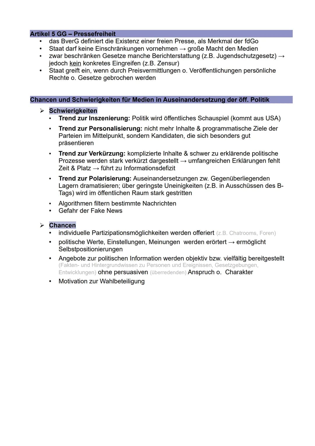 # Thema 10: Medien im politischen System
Warum werden die Medien auch als „vierte Gewalt" bezeichnet?
- 1. Gewalt: Exekutive („ausführende