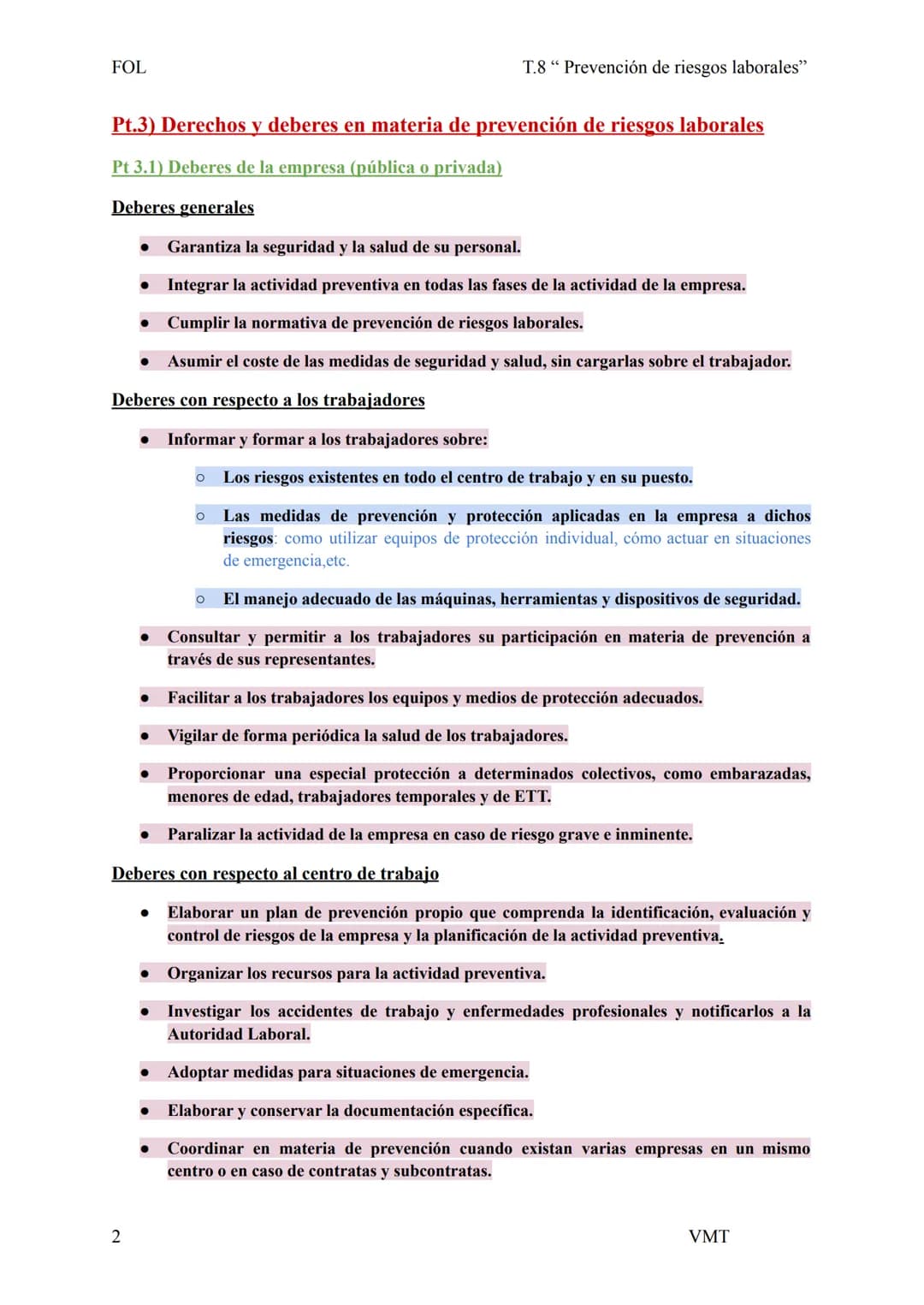 FOL
T.8 " Prevención de riesgos laborales"
Pt.1) Marca normativo básico
La normativa española en materia de prevención de riesgos laborale
