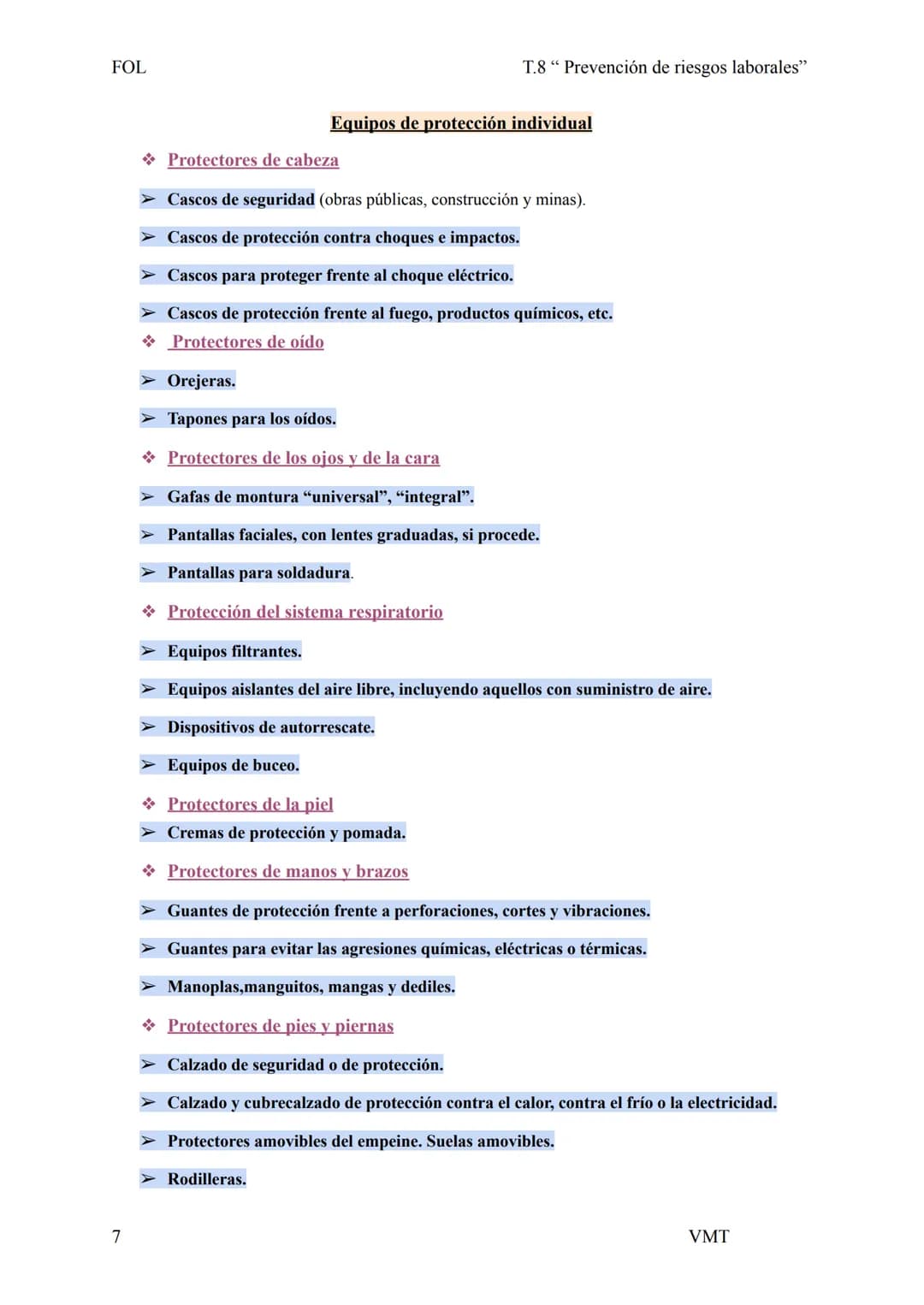 FOL
T.8 " Prevención de riesgos laborales"
Pt.1) Marca normativo básico
La normativa española en materia de prevención de riesgos laborale