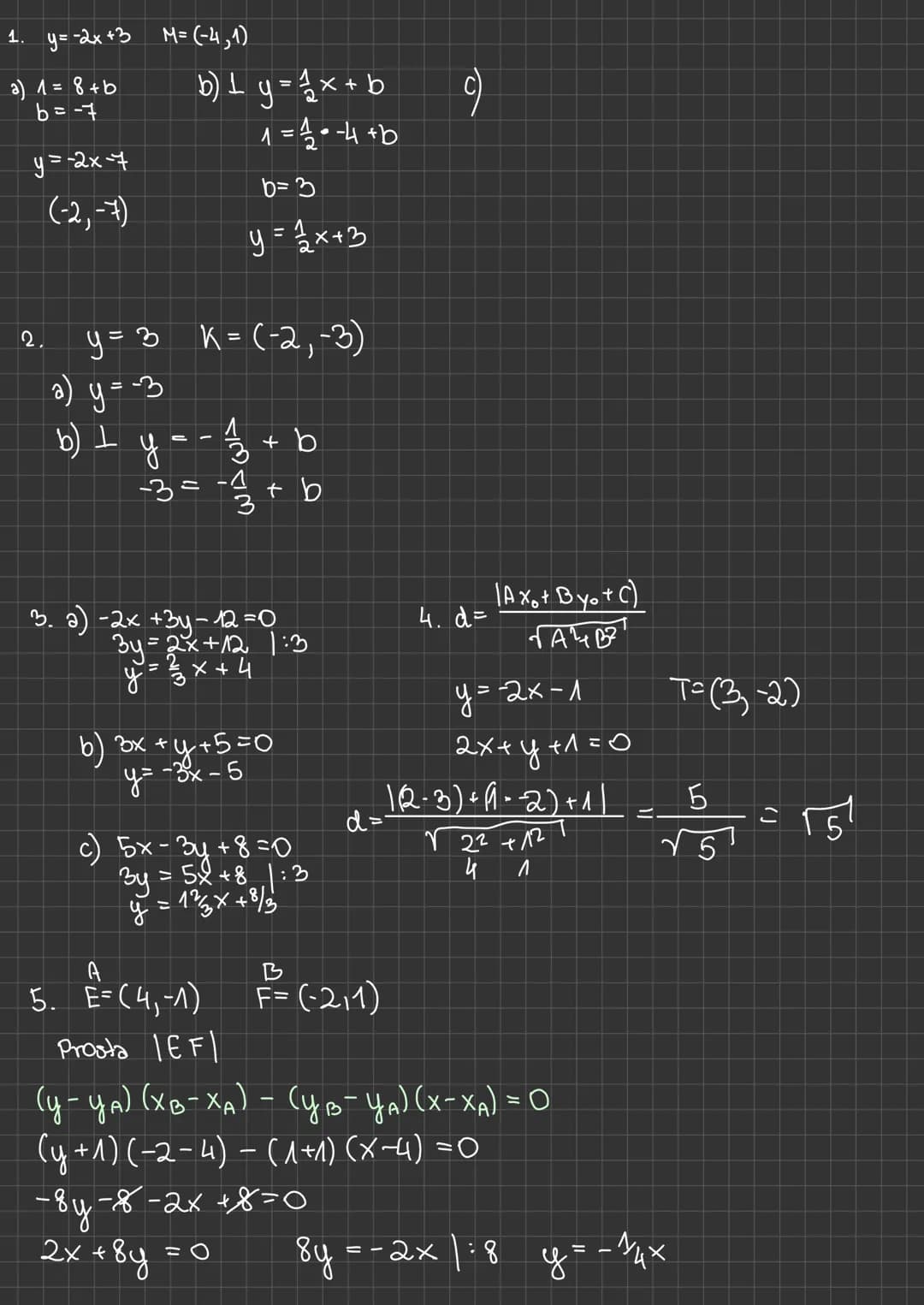 geometria
analityczna
1. RÓWNANIE PROSTEJ
f(x) = ax + b funkcja liniowa
y = ax + b równanie kierunkowe prostej
a = tg d
b to wartość y