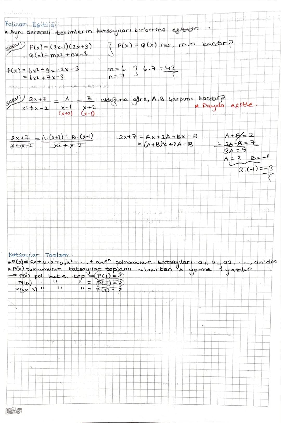# POLINOMLAR
*x değişken, nen ve ao, a1, a2... an ER olmak üzere,
P(x)=a^x^ + an-1xn-1 + ... + a2x² + ai xi taoxo ifadesine gerçek katsayıl