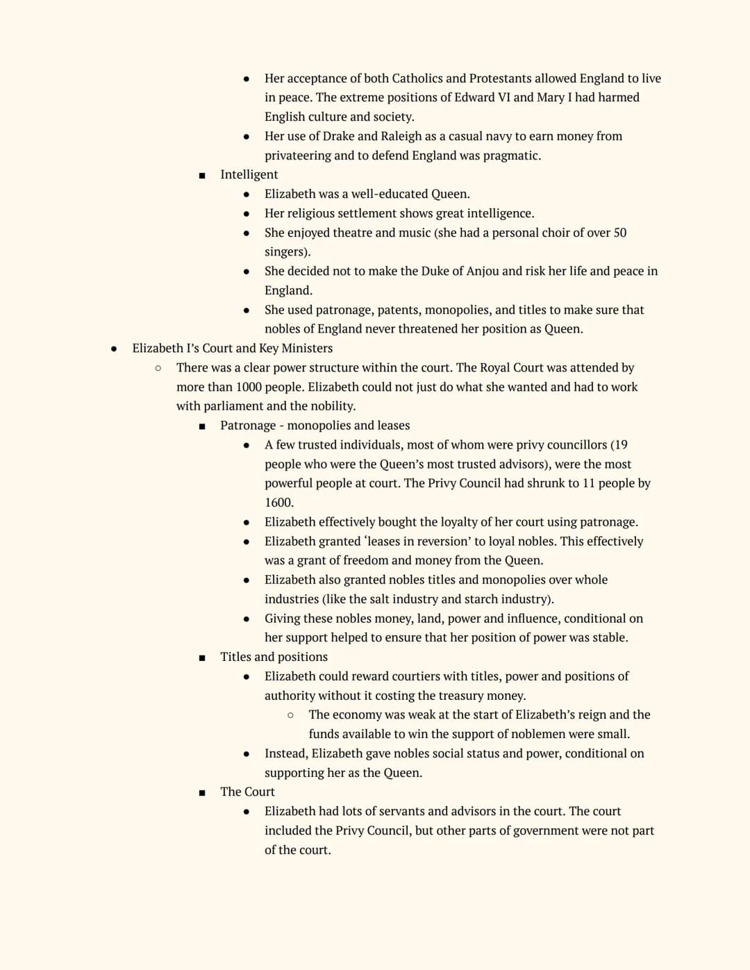 # History GCSE
# Elizabethan England
Notes
Elizabeth's Court and Parliament
Elizabeth I and her Court
Elizabeth's Accession
* The Sit