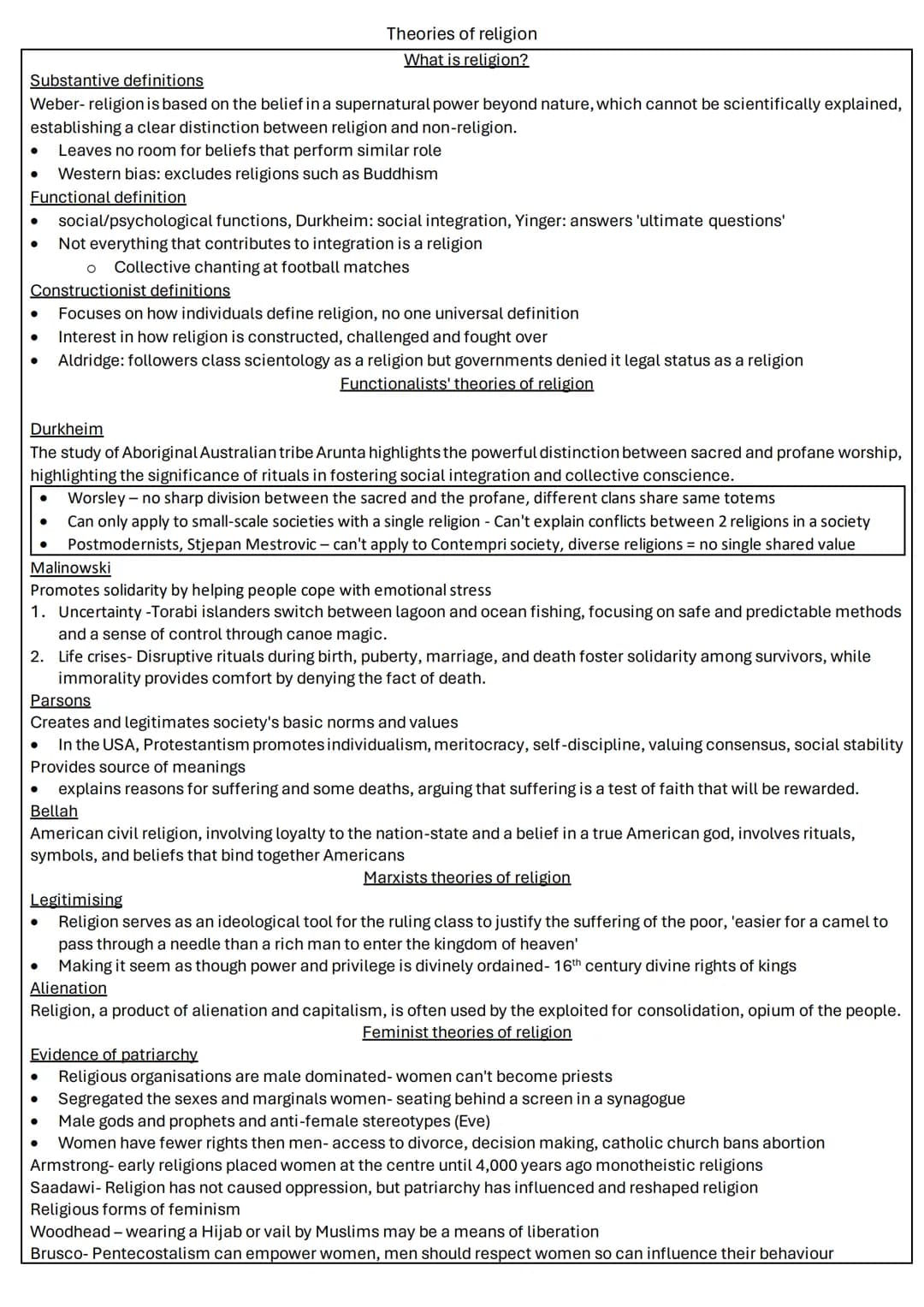 Beliefs in society
Theories of religion - pg 2
Religion and social change - pg 3
Secularisation - pg 4
Religion, renewal and choice - pg