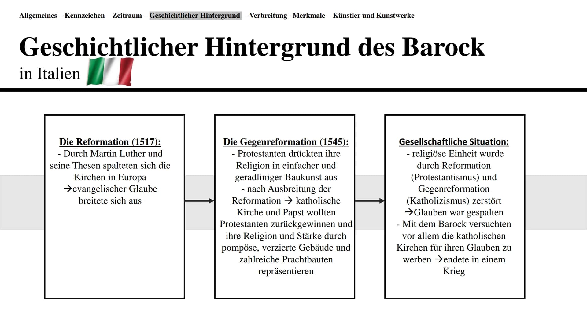 # Barock
Eine Präsentation von Elissanda Ahti # Gliederung
* Definition der Renaissance und Allgemeines
* Kennzeichen
* Zeitraum
*