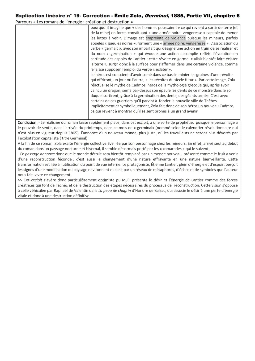 # Explication linéaire n° 19- Correction - Émile Zola, Germinal, 1885, Partie VII, chapitre 6
Parcours <<< Les romans de l'énergie: création