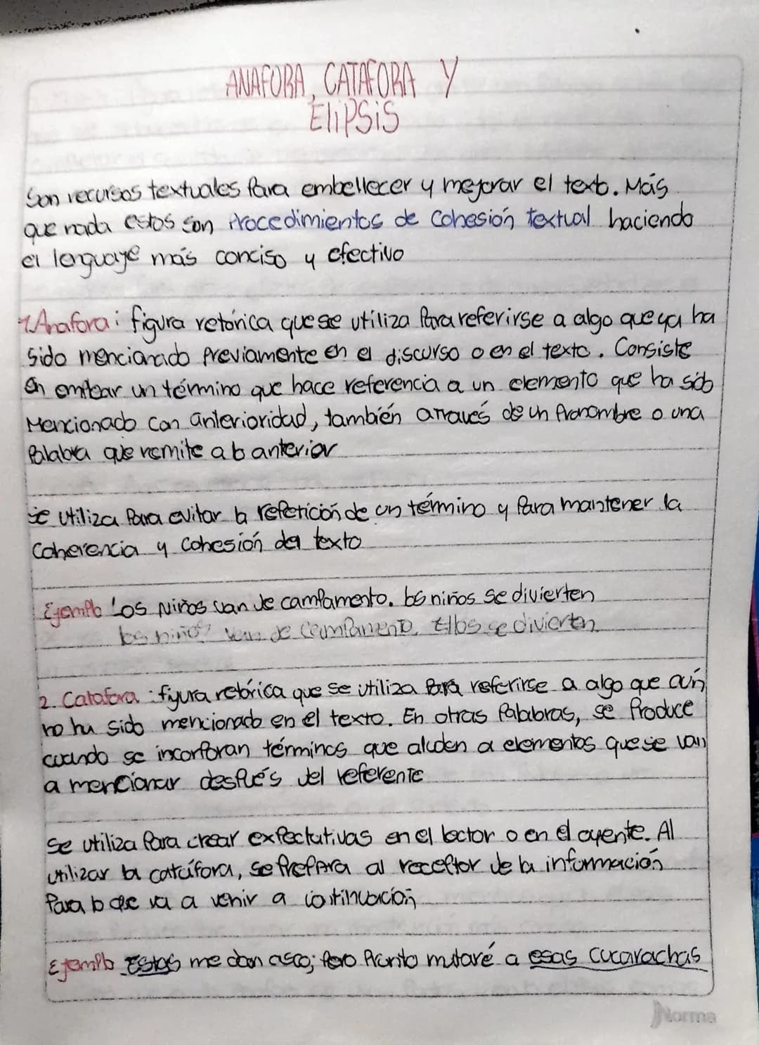 # ANAFORA, CATAFORA Y
Elipsis
Son recursos textuales fara embellecer y mejorar el texto. Más
que nada estos son procedimientos de Cohesión