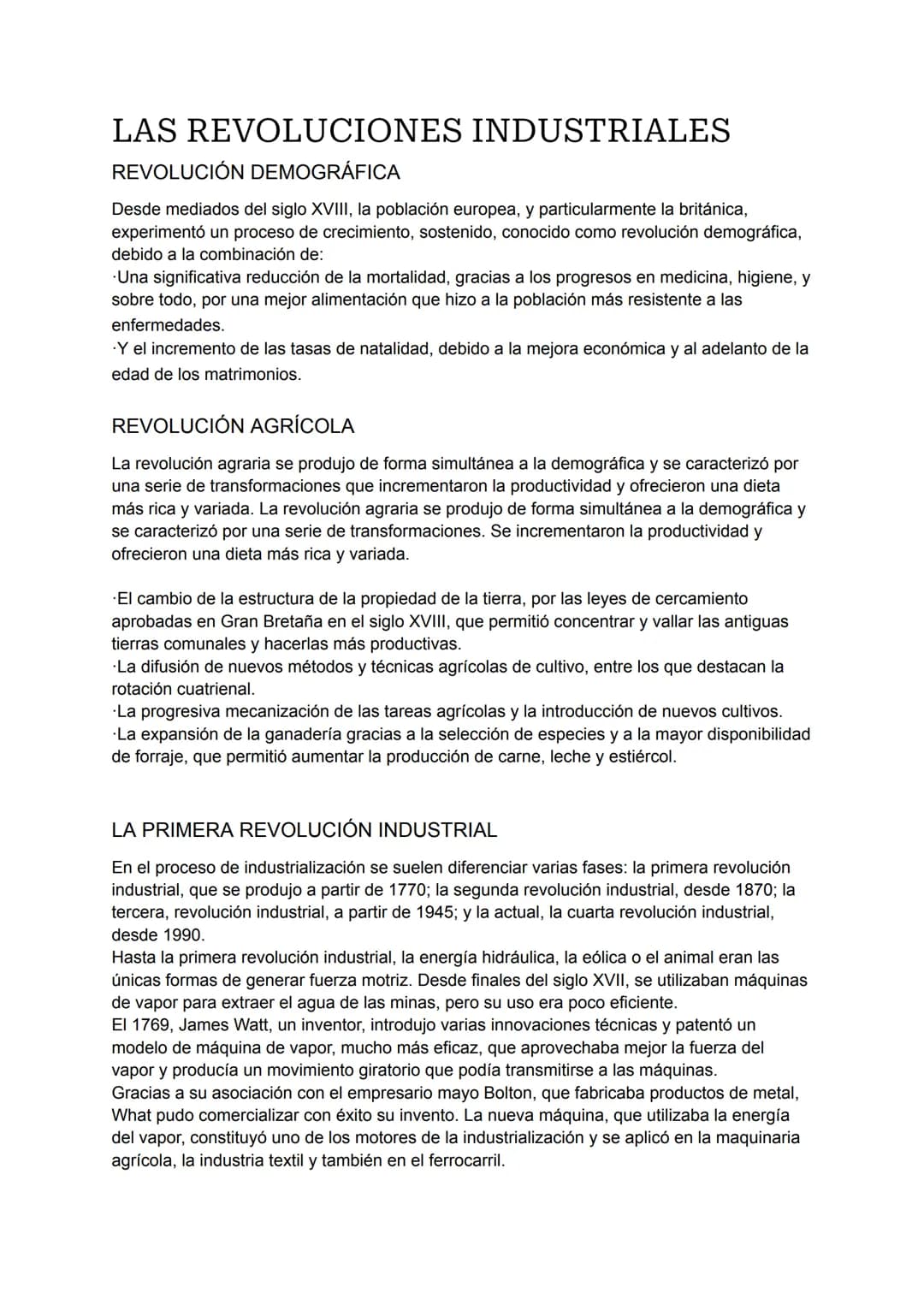 # LAS REVOLUCIONES INDUSTRIALES
REVOLUCIÓN DEMOGRÁFICA
Desde mediados del siglo XVIII, la población europea, y particularmente la británic