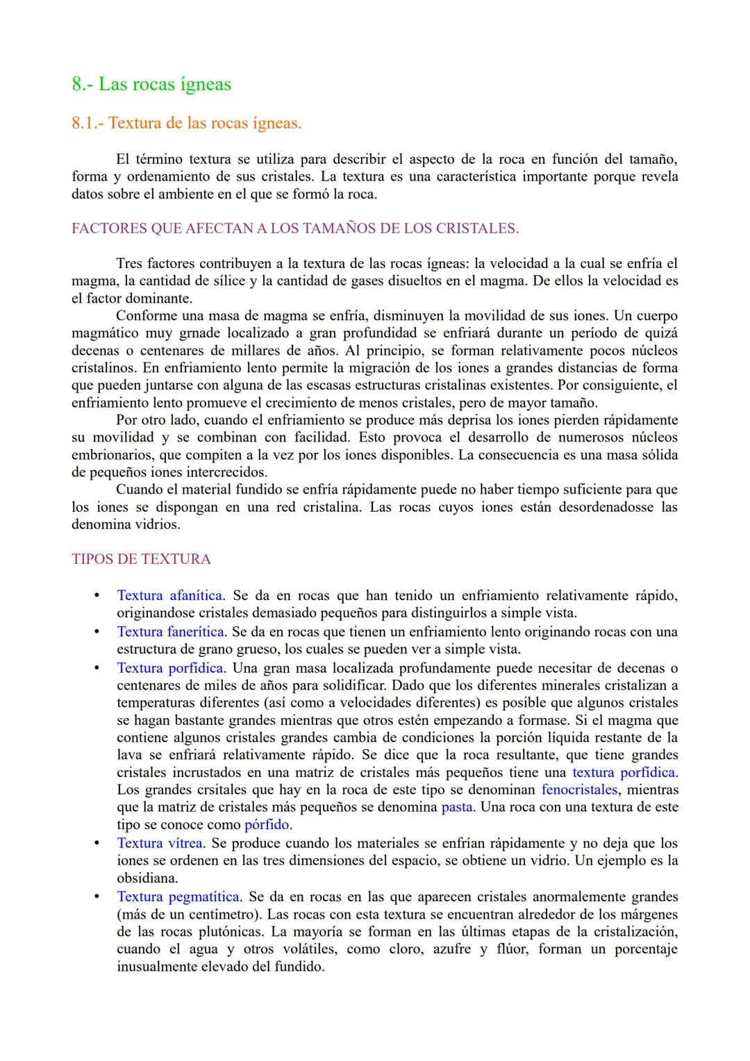 # TEMA 4. Magmatismo y rocas magmáticas.
1.- Definición, composición y propiedades generales del magma.
2.- Origen del magma
3.- Tipos de m