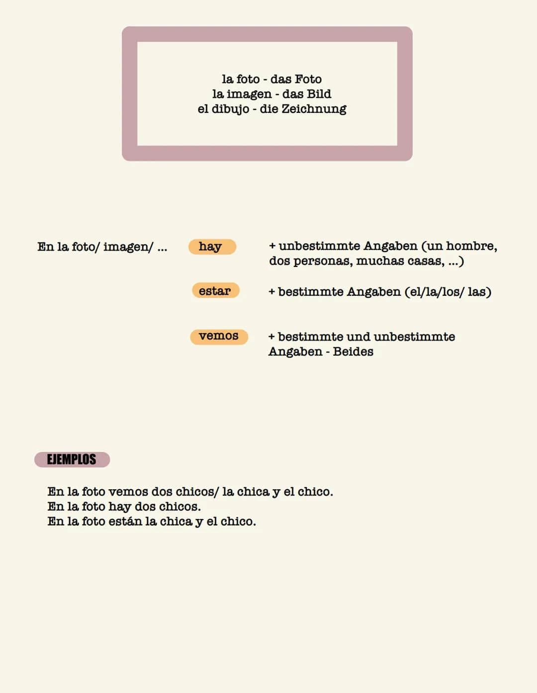 # DISCRIBIR UN IMAGEN
Bildbeschreibung Spanisch
arriba
(oben)
detrás
(Im Hintergrund
a la izquierda
(Links)
la lado
(neben)
a la derec
