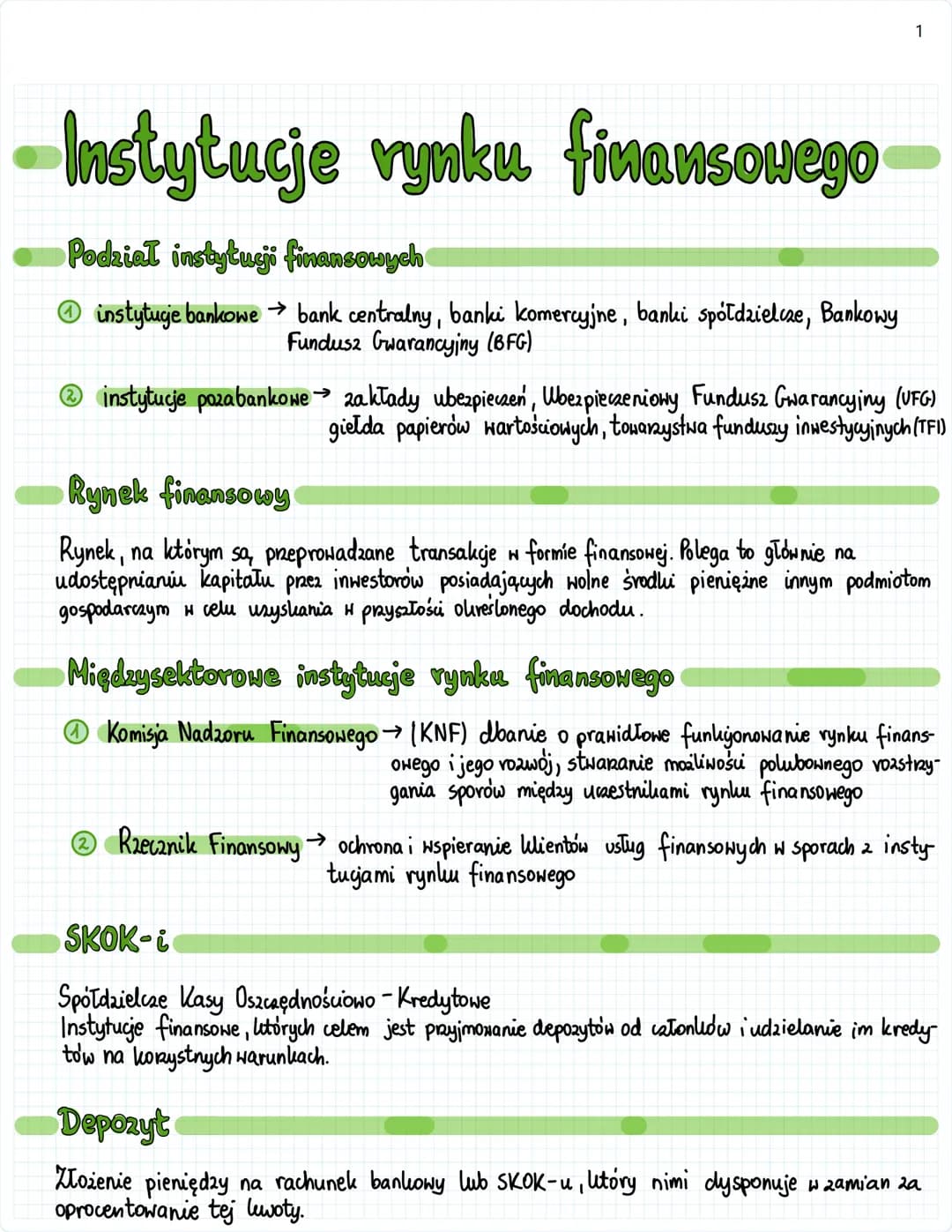 # 1
# Instytucje rynku finansowego
Podział instytucji finansowych
* instytucje bankowe $\rightarrow$ bank centralny, banki komercyjne,