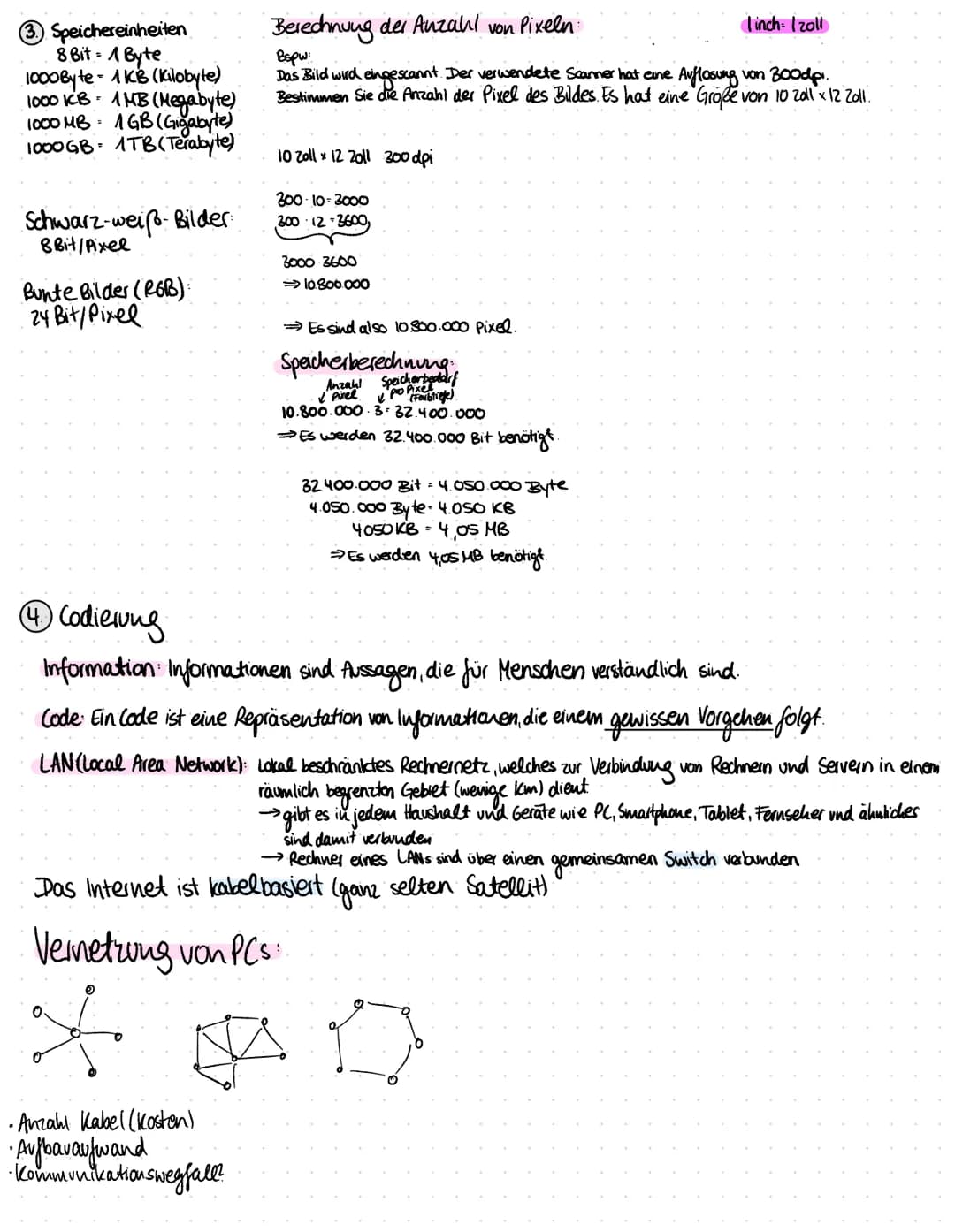 # INFORMATIK LERNZETTEL
Umrechnungen
Dezimal Binärsystem Binar Dezimalsystem
142, 100011102
142:2-71RO
71:2-35R1
35:2:17 R1
17:28RI