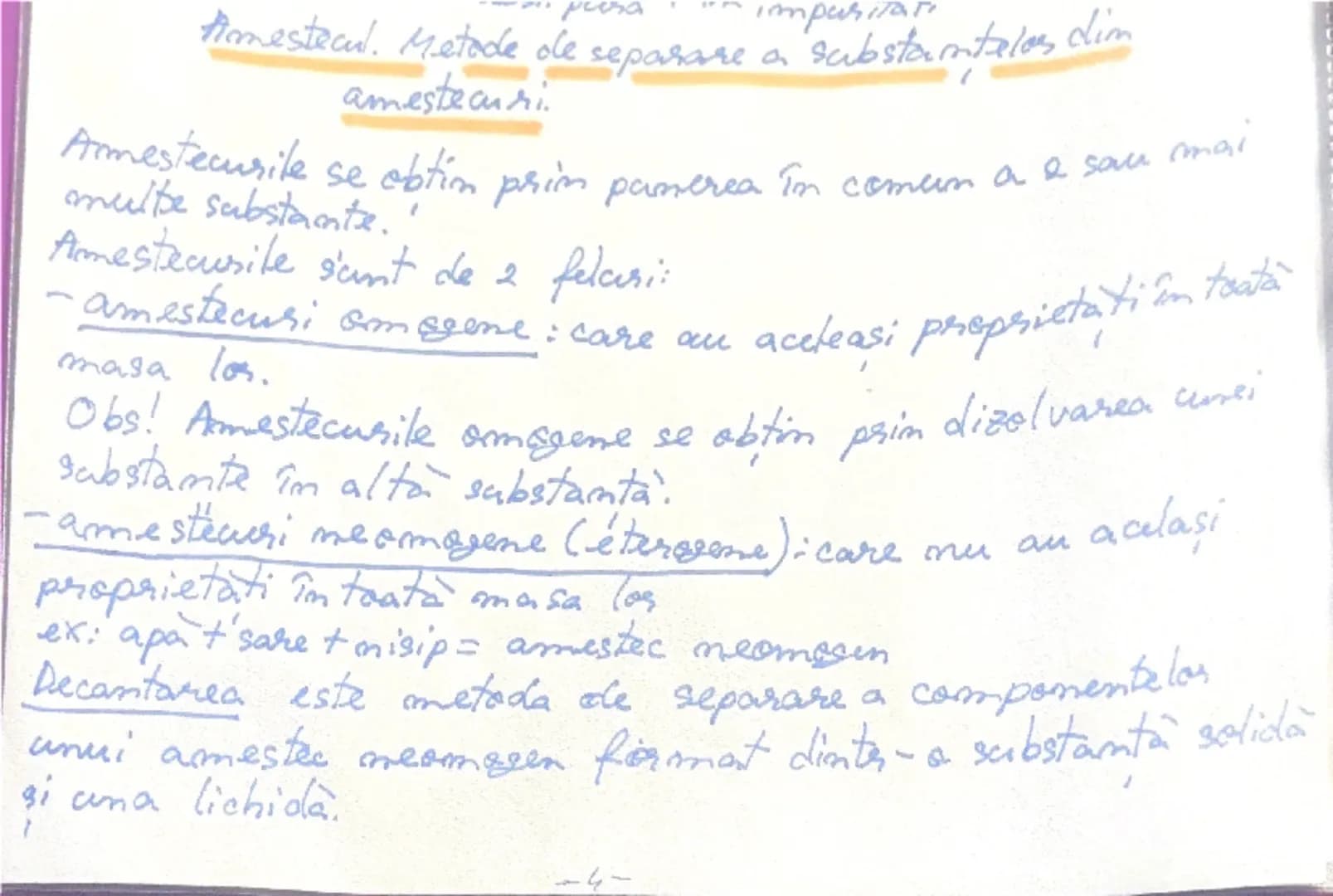 pera
impuritati
Amestecul. Metode de separare a substantelos dim
amestecuri.
Amestecurile se obtin prim pamerea în comuna e sau mai
multe