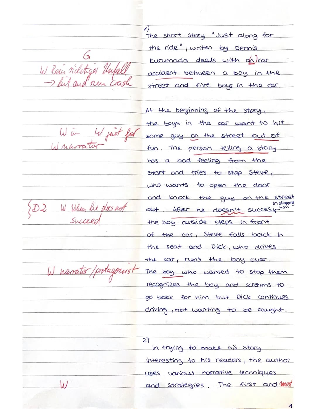 English GK EF 1.1
27th September, 2021
Name:
Topic: Growing up -Short story
Just along for the ride by Dennis Kurumada
I leaned back on t